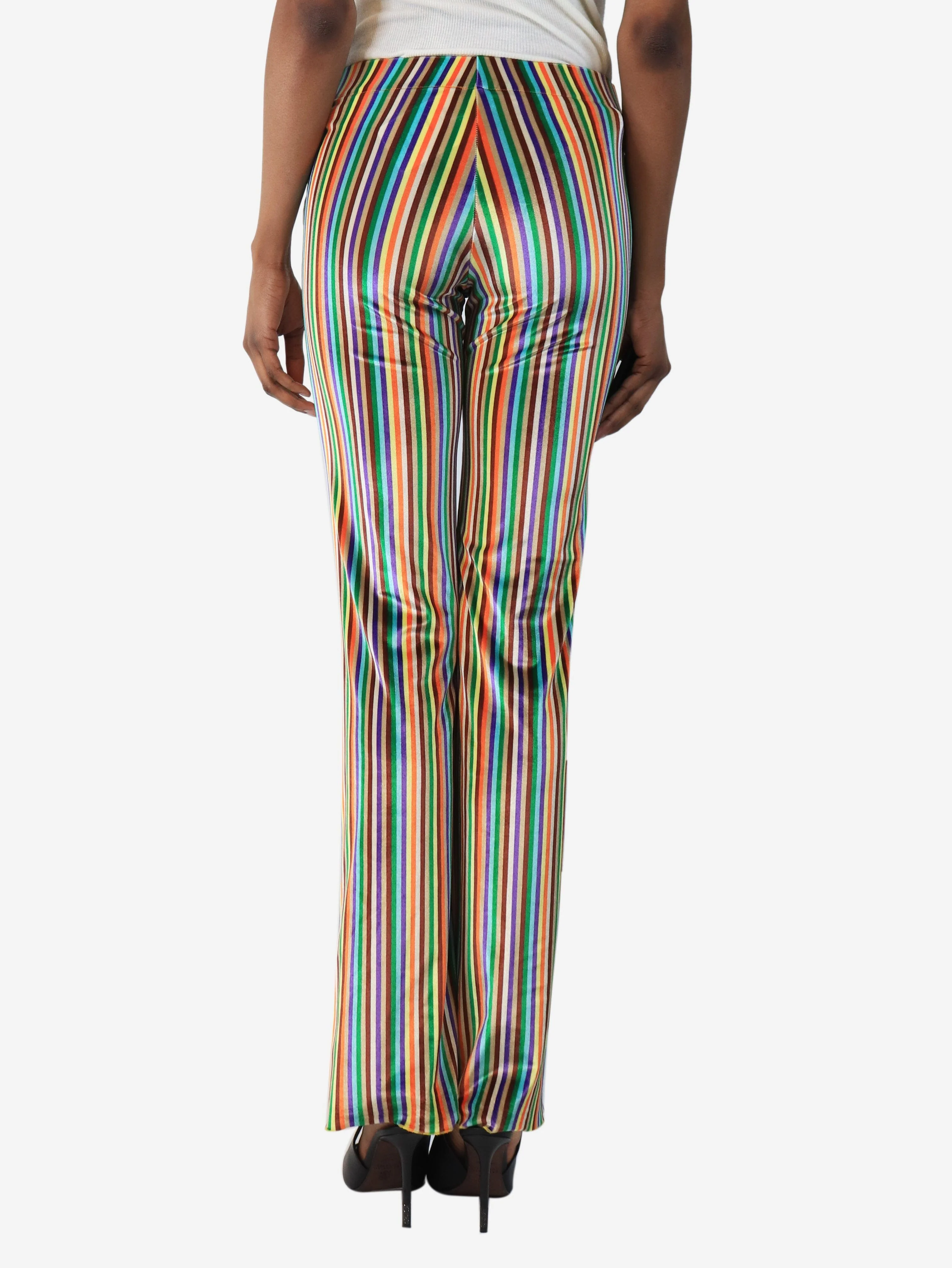 Multicoloured striped velvet trousers - size UK 8 - Image 3