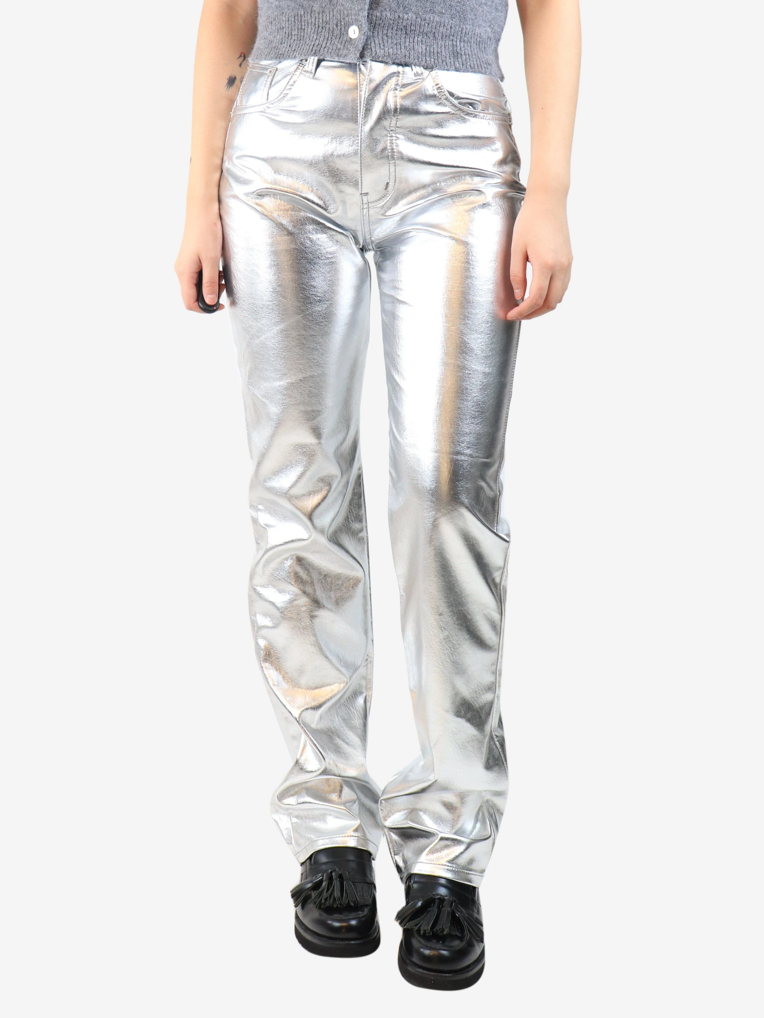 Silver metallic trousers - size S