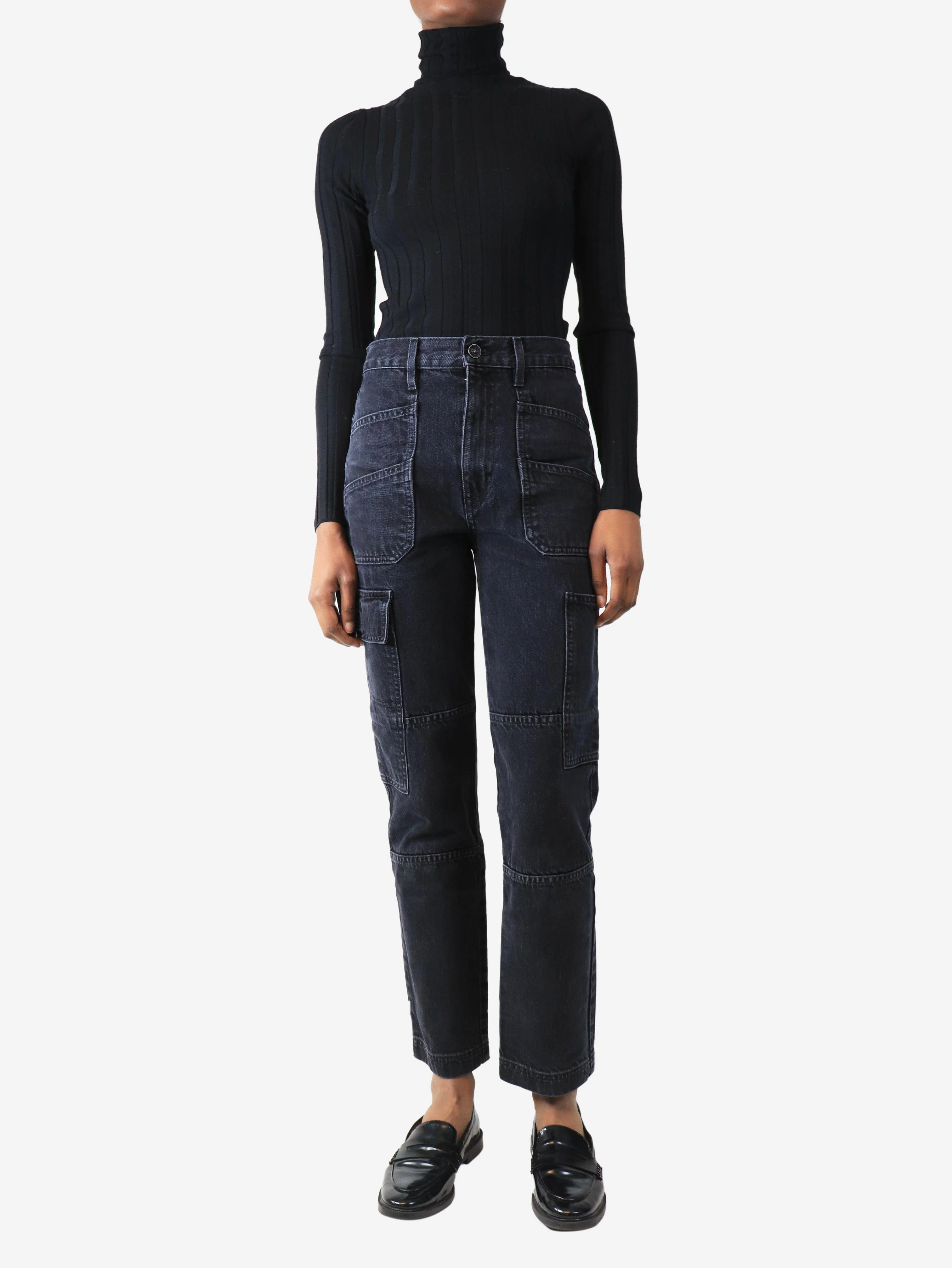 Black cargo jeans - size UK 6 - Image 2
