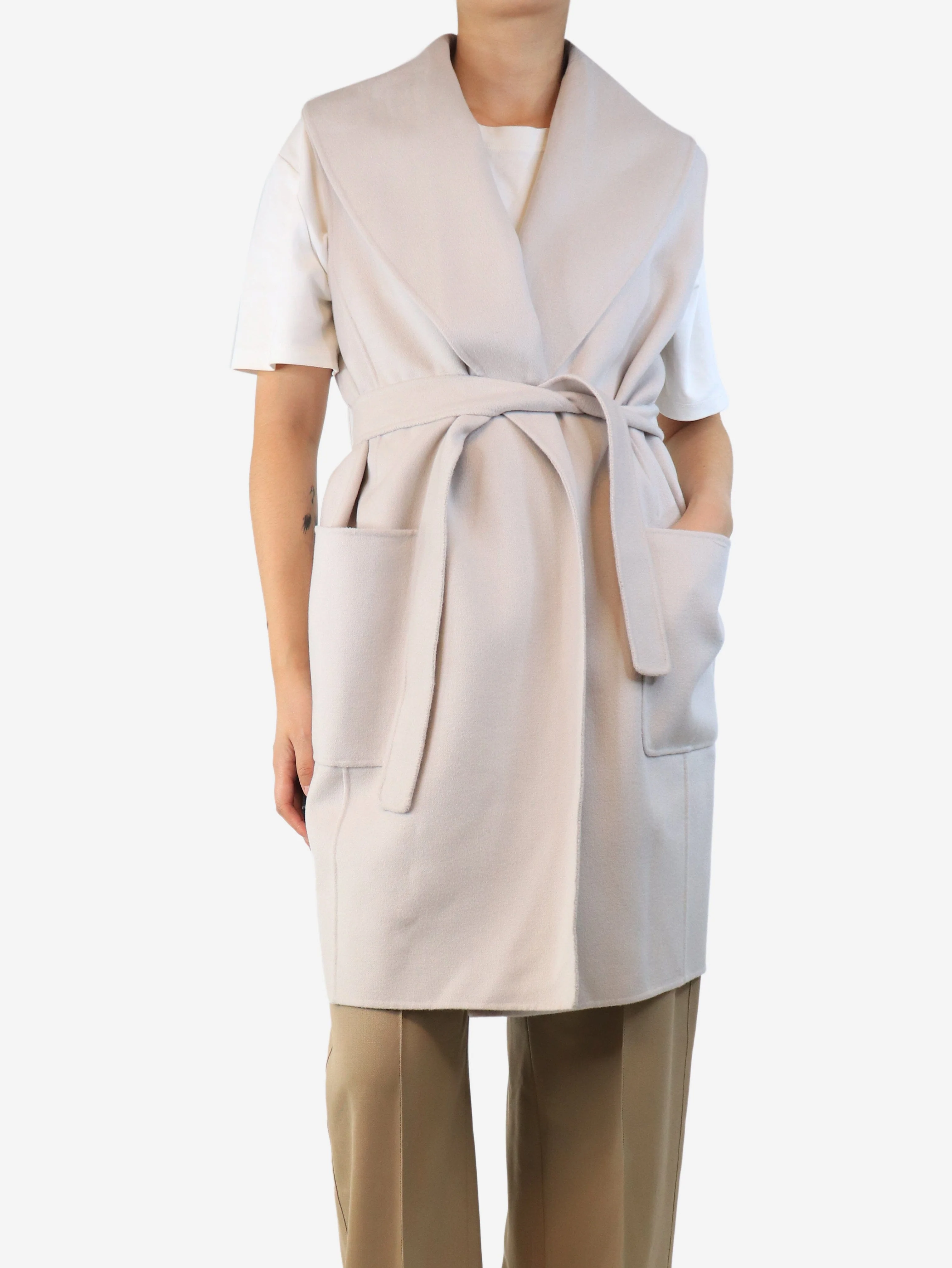 Alabaster sleeveless wool coat - size UK 10