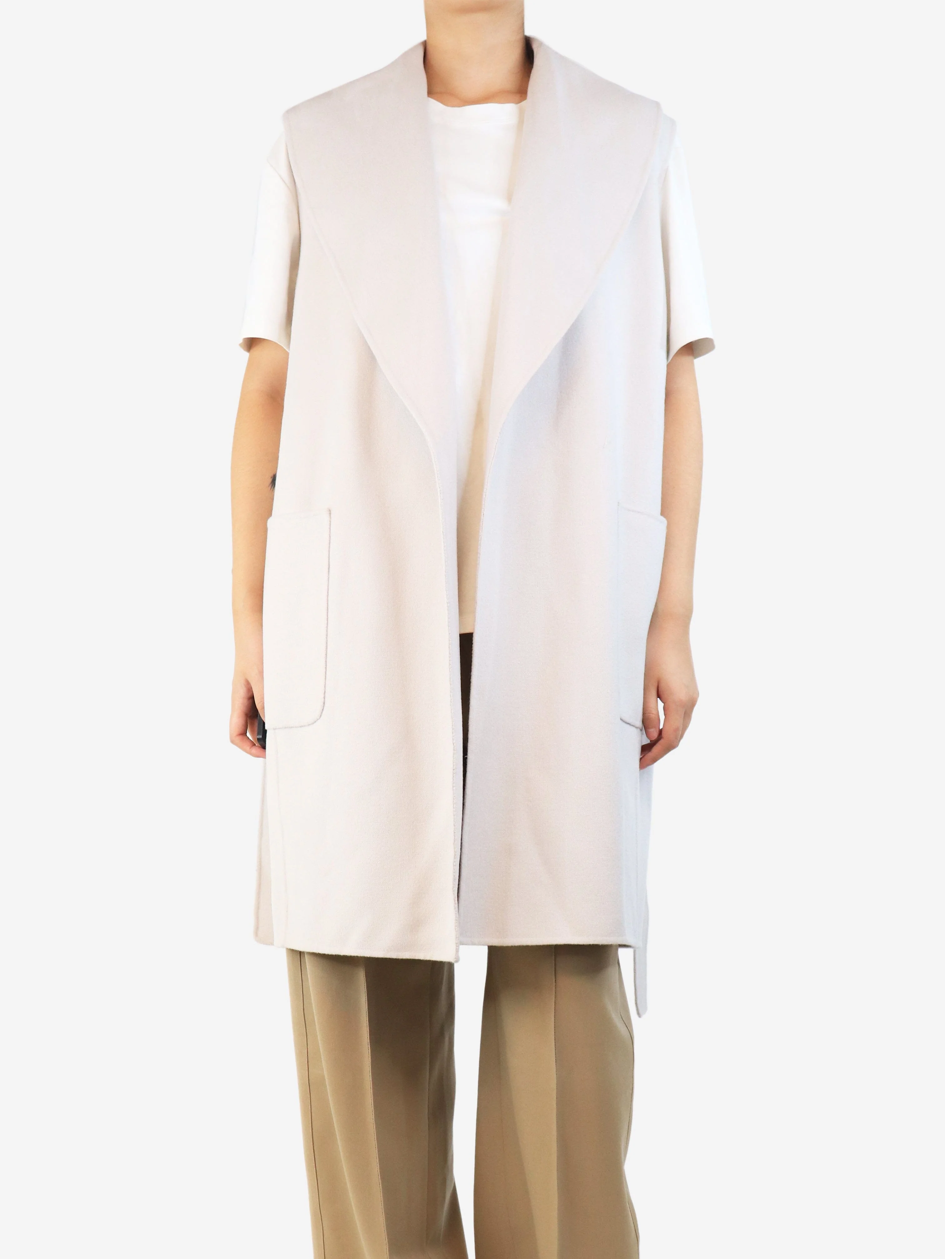 Alabaster sleeveless wool coat - size UK 10 - Image 3