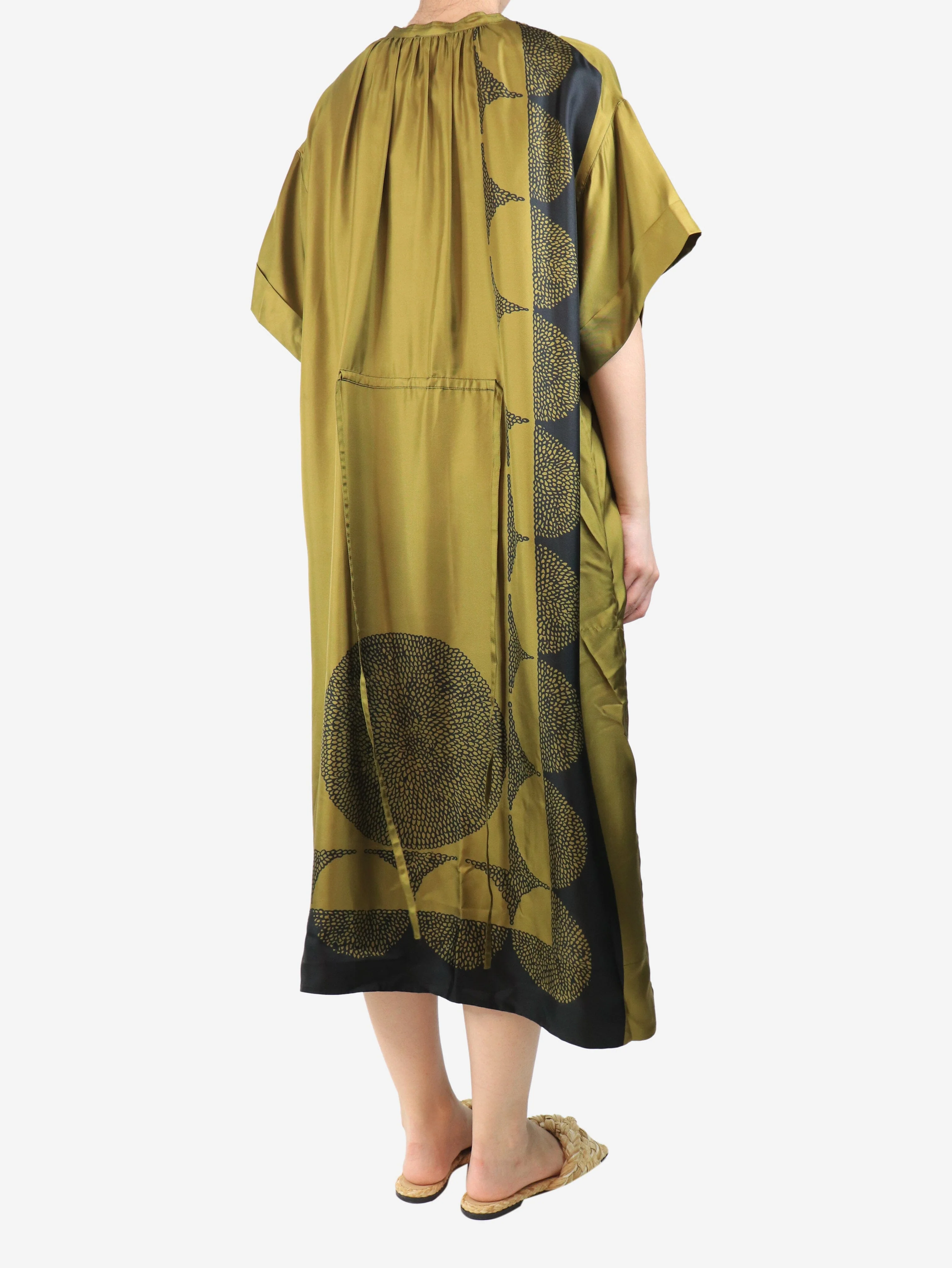 Black and khaki Athena midi dress - size UK 8 - Image 2