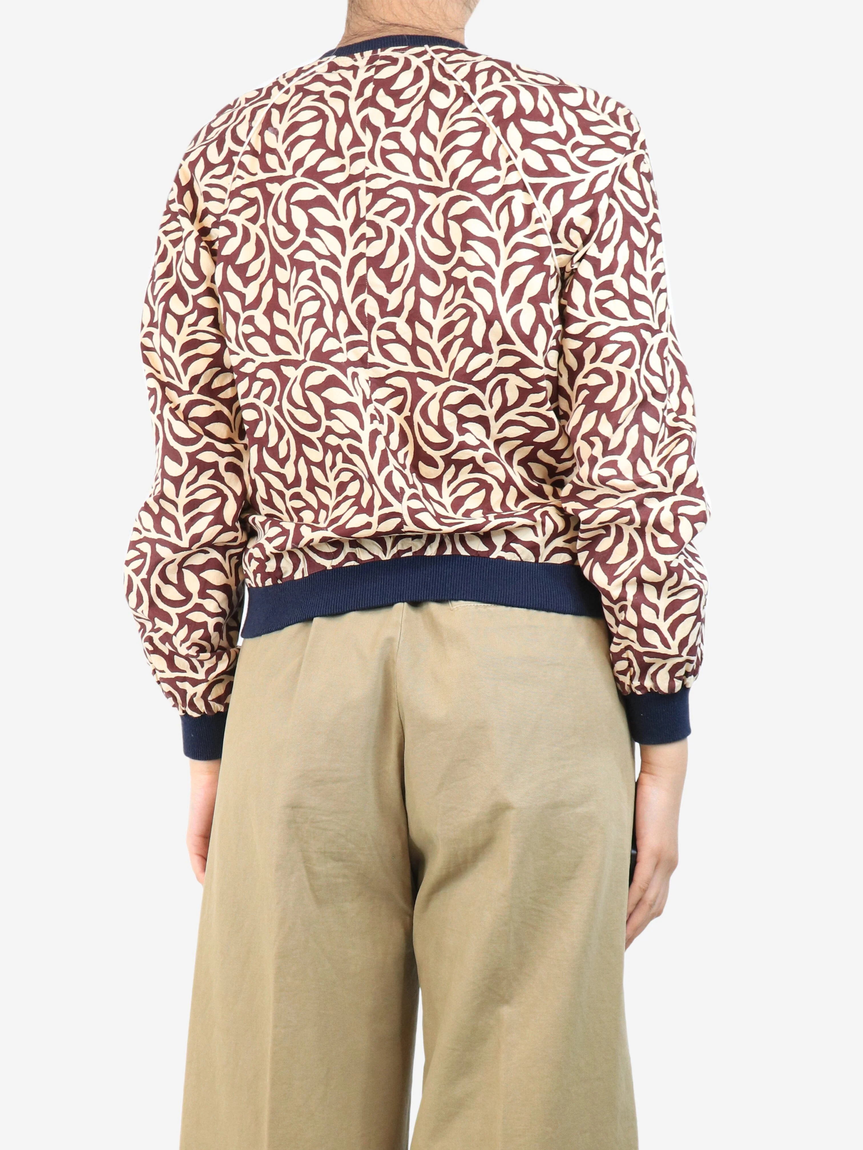 Burgundy foliage bomber jacket - size UK 8 - Image 2