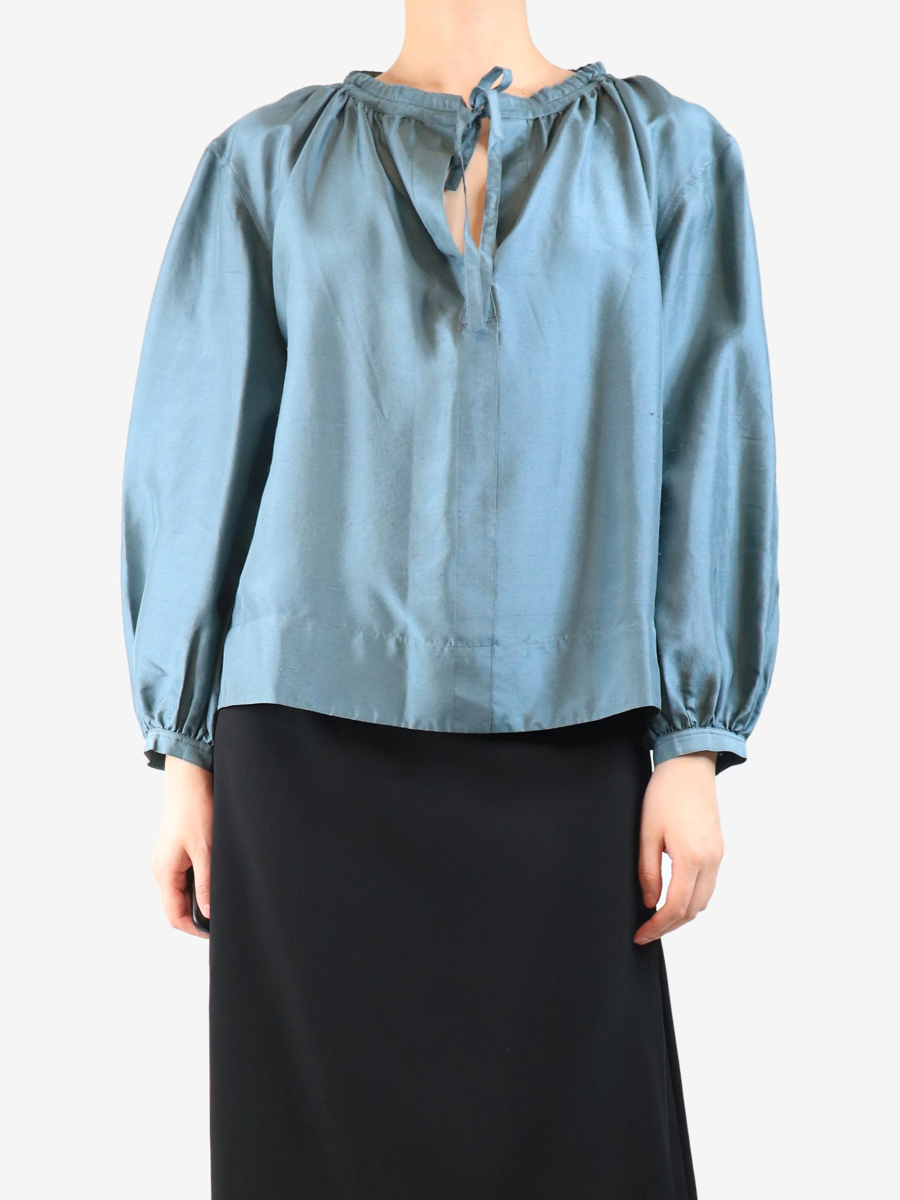 Teal Univers silk blouse - size UK 8