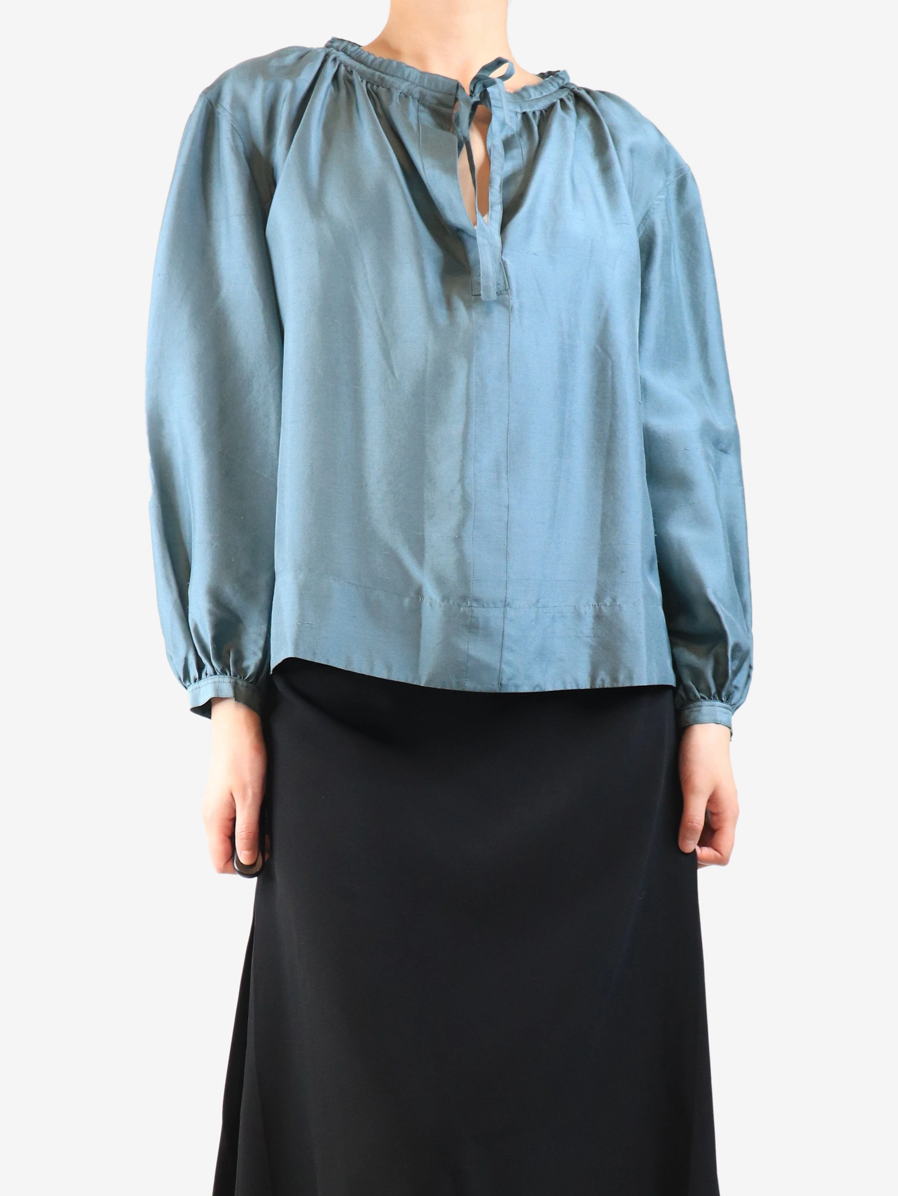 Teal Univers silk blouse - size UK 8 - Image 3