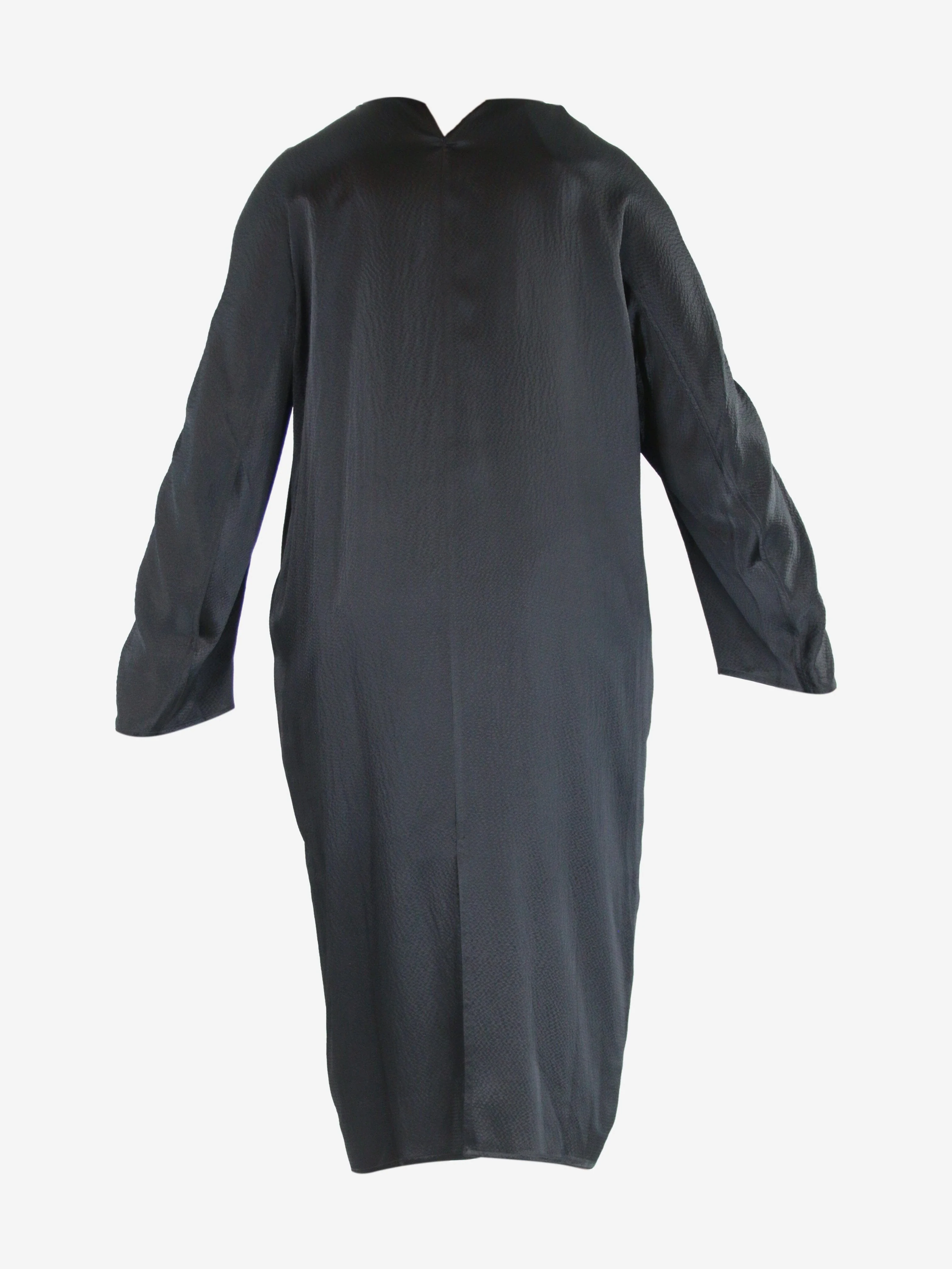 Black textured silk midi dress - size UK 6 - Image 5