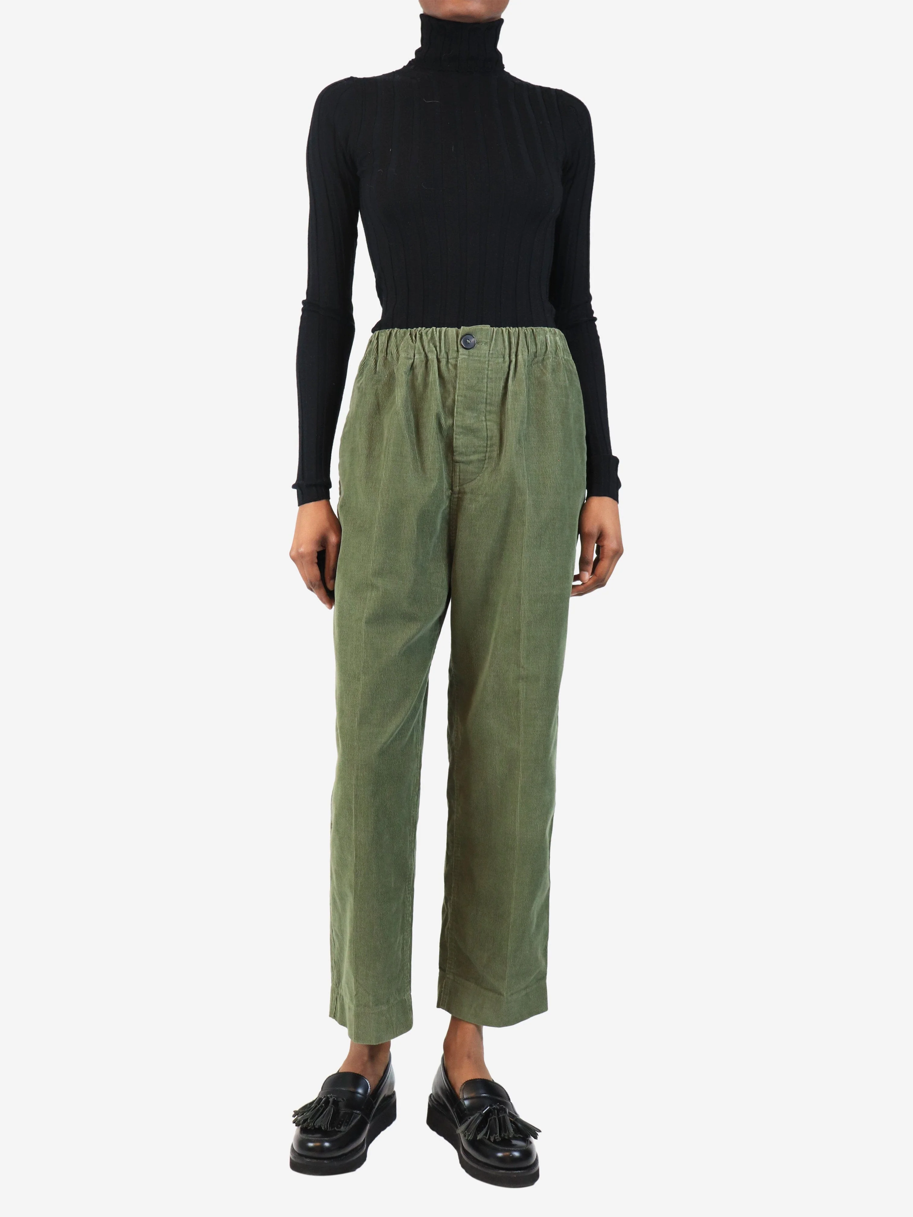 Green corduroy trousers - size UK 6 - Image 2