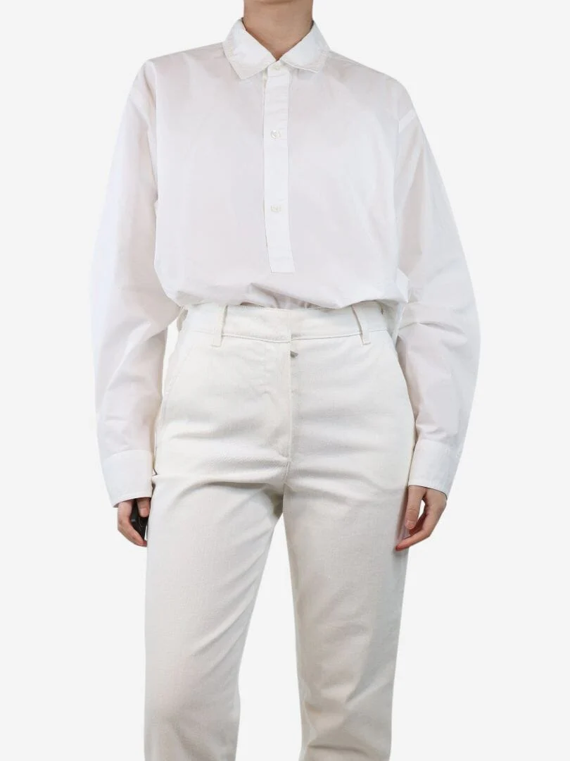 White long-sleeved shirt - size UK 10 - Image 2