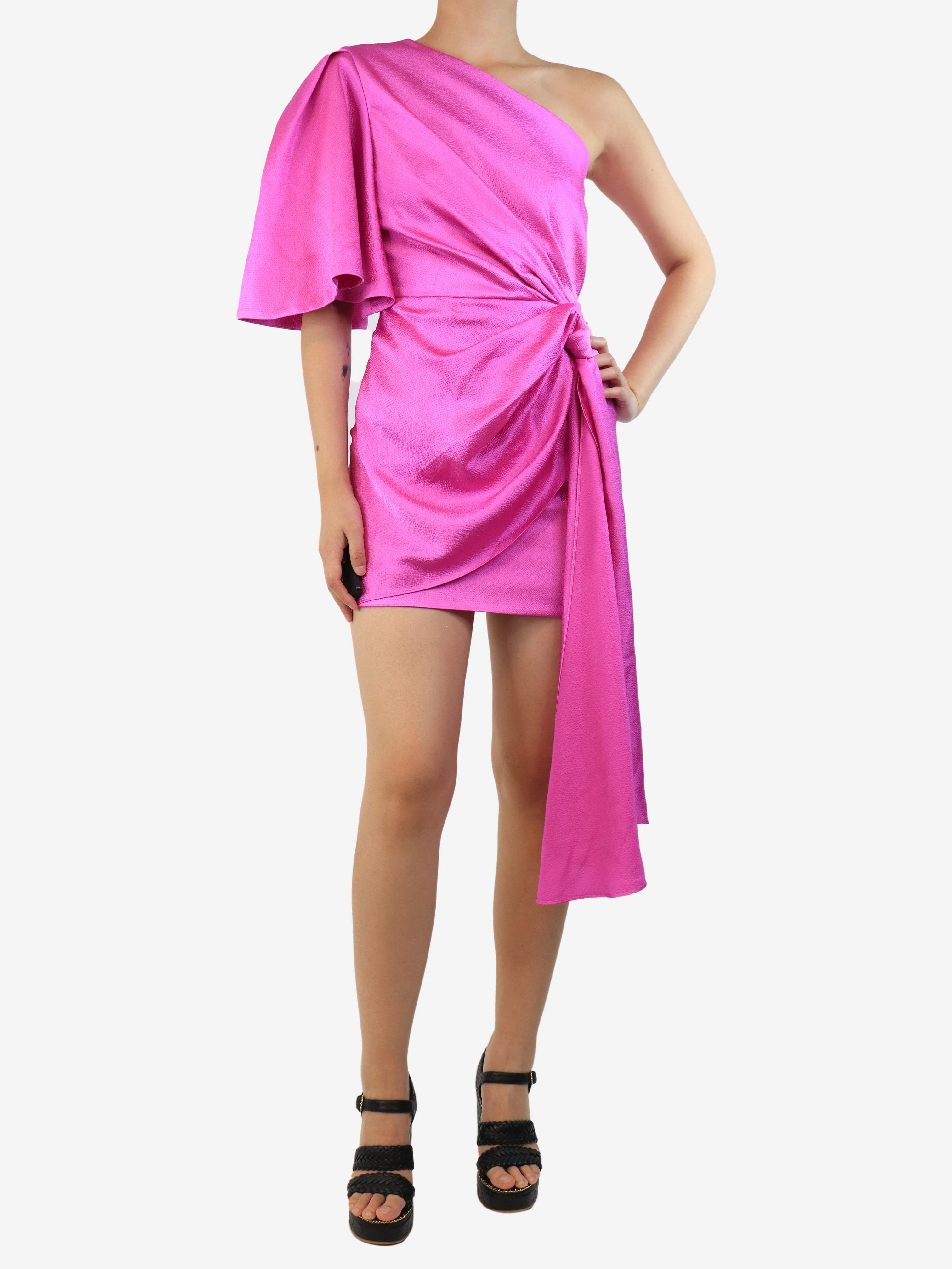 Purple one shoulder mini dress - size UK 8 - Image 3