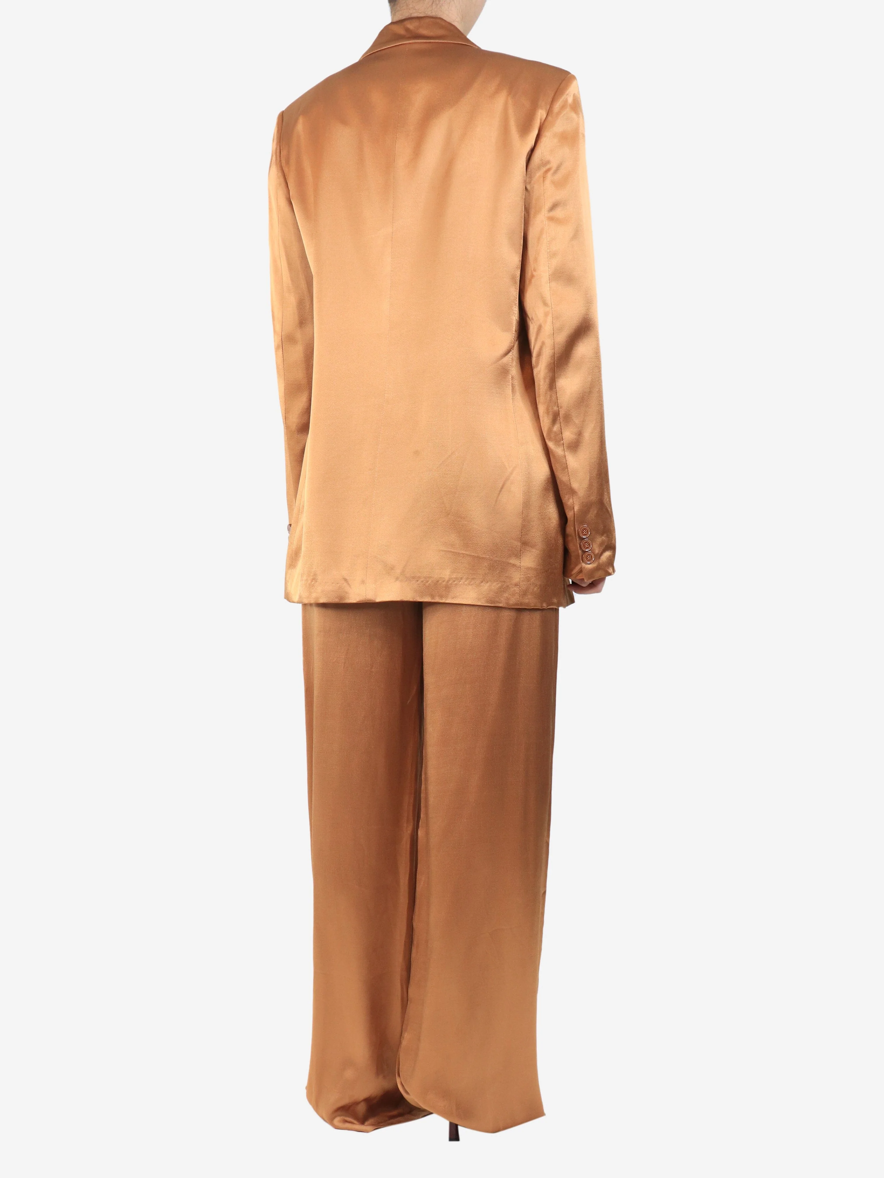 Brown sateen two piece suit - size UK 12 - Image 2