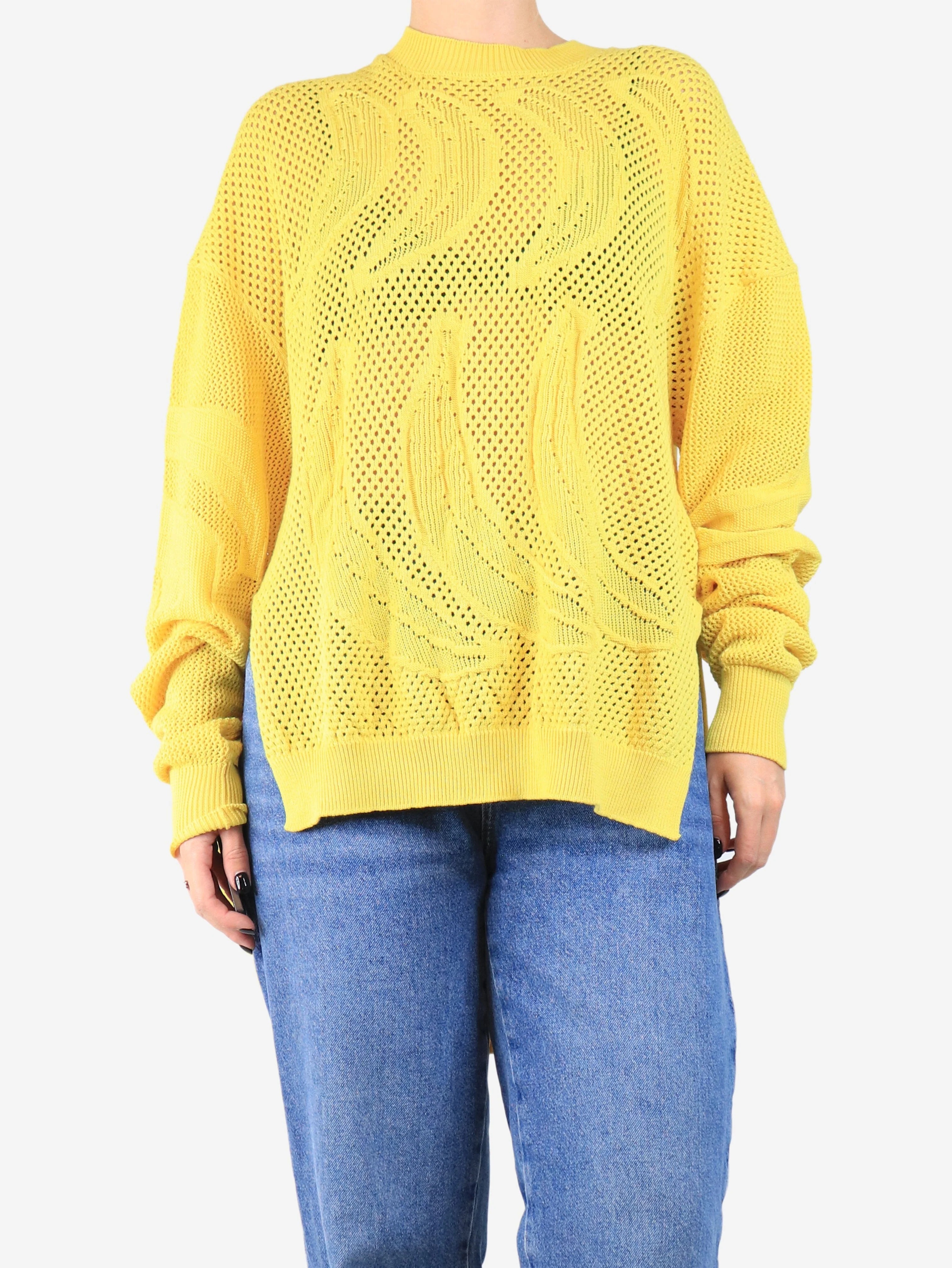 Yellow banana crochet knit top - size XL