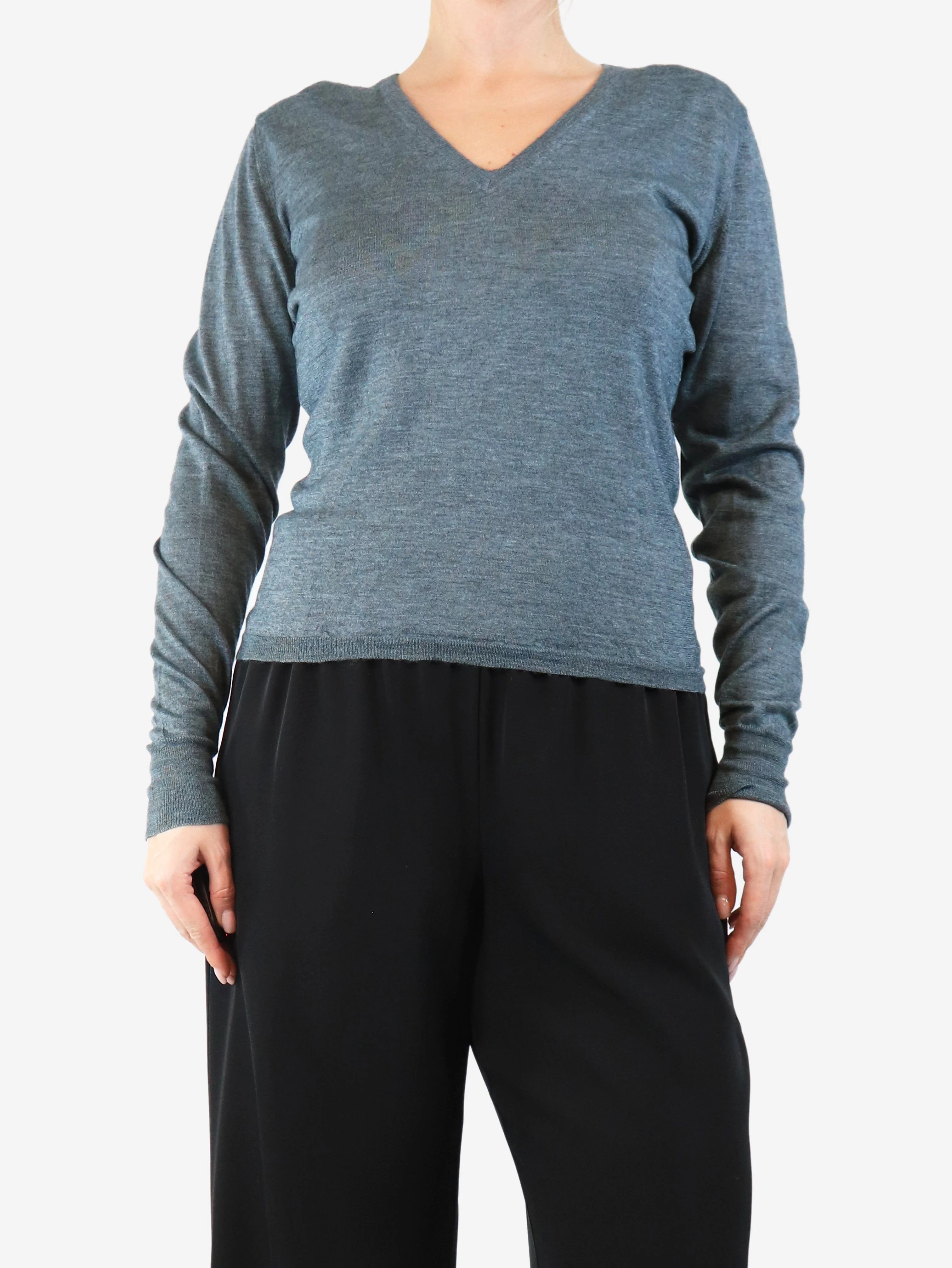 Steel fine knit sweater - size UK 12