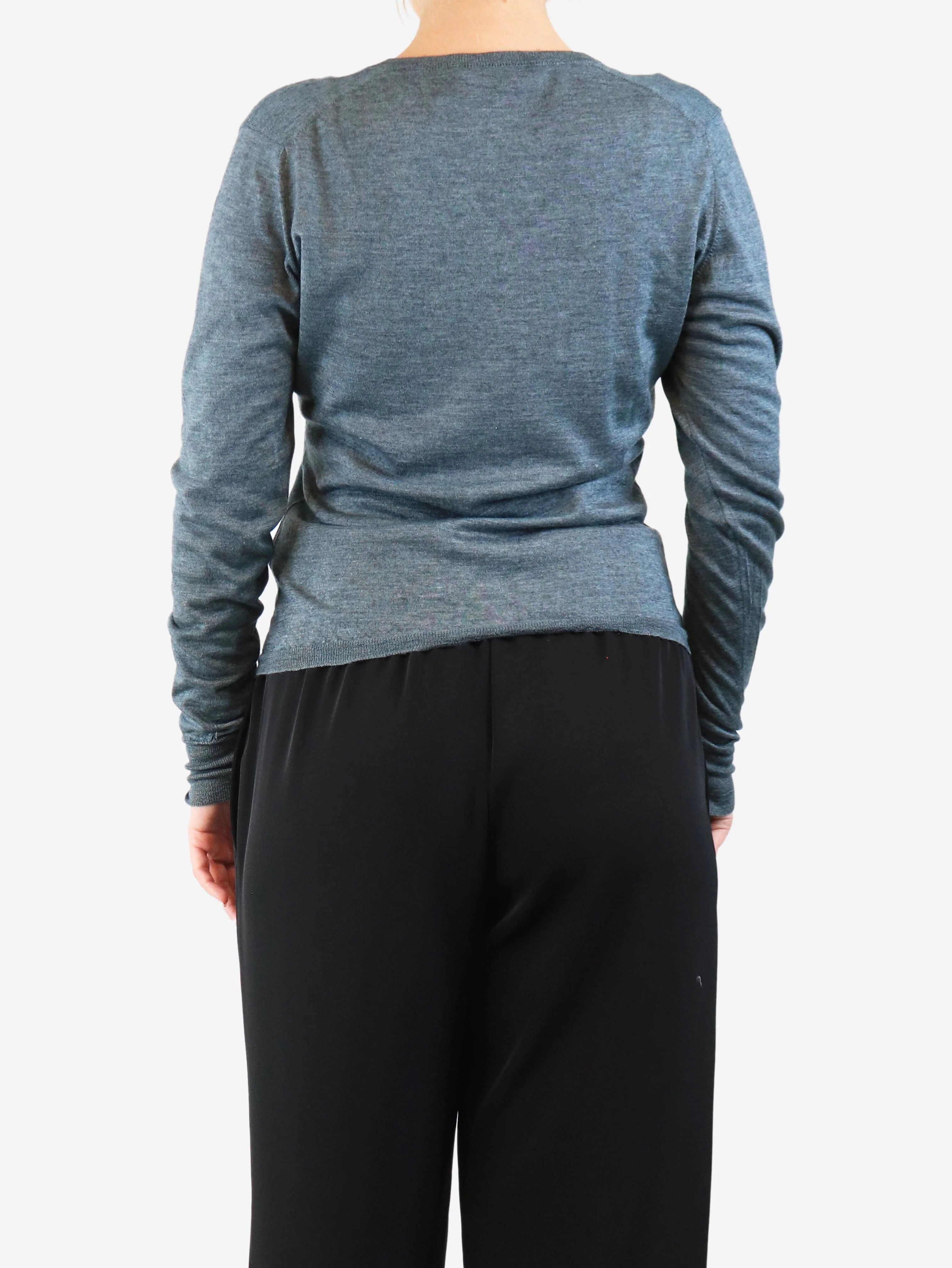 Steel fine knit sweater - size UK 12 - Image 2