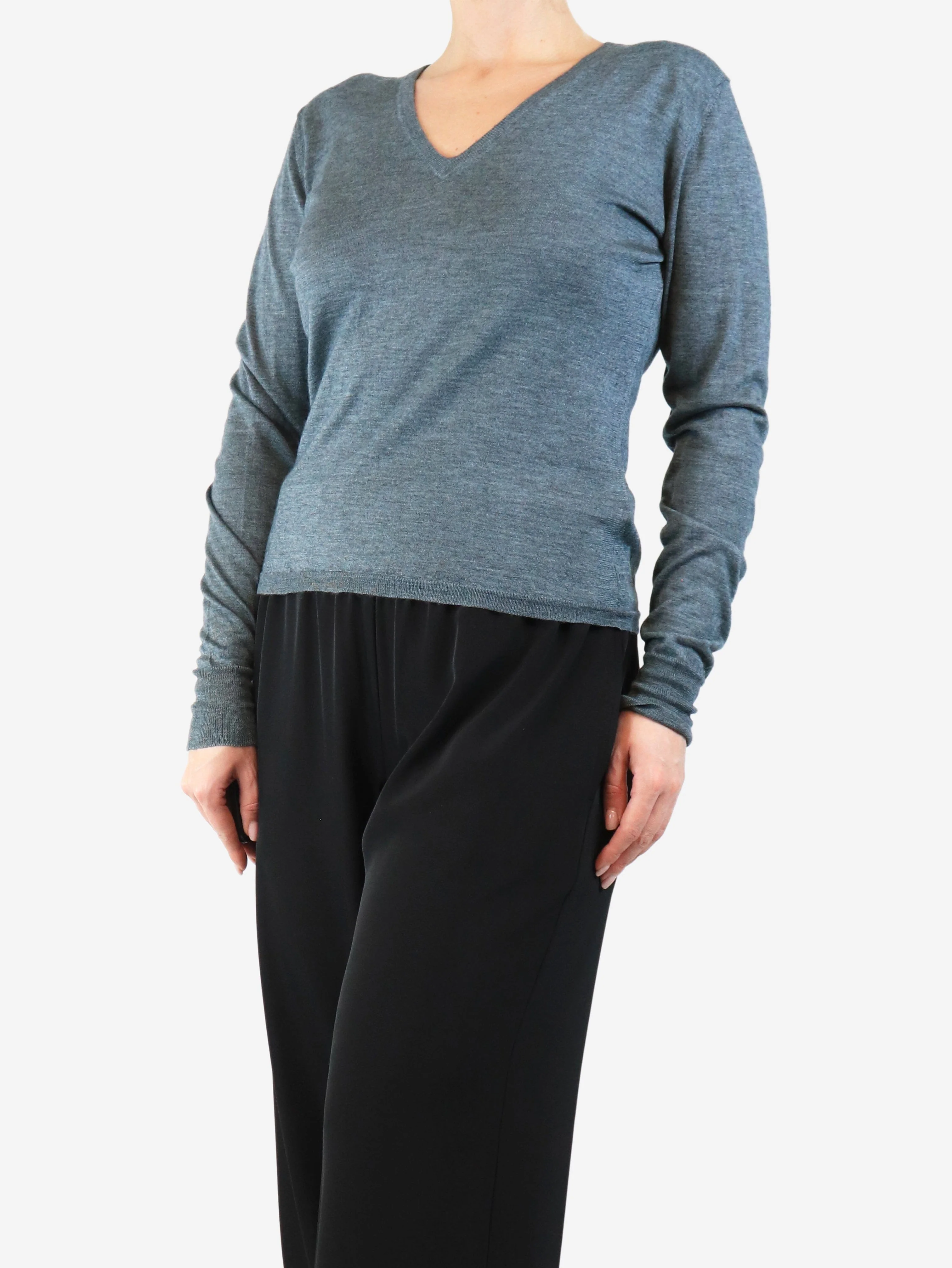 Steel fine knit sweater - size UK 12 - Image 3