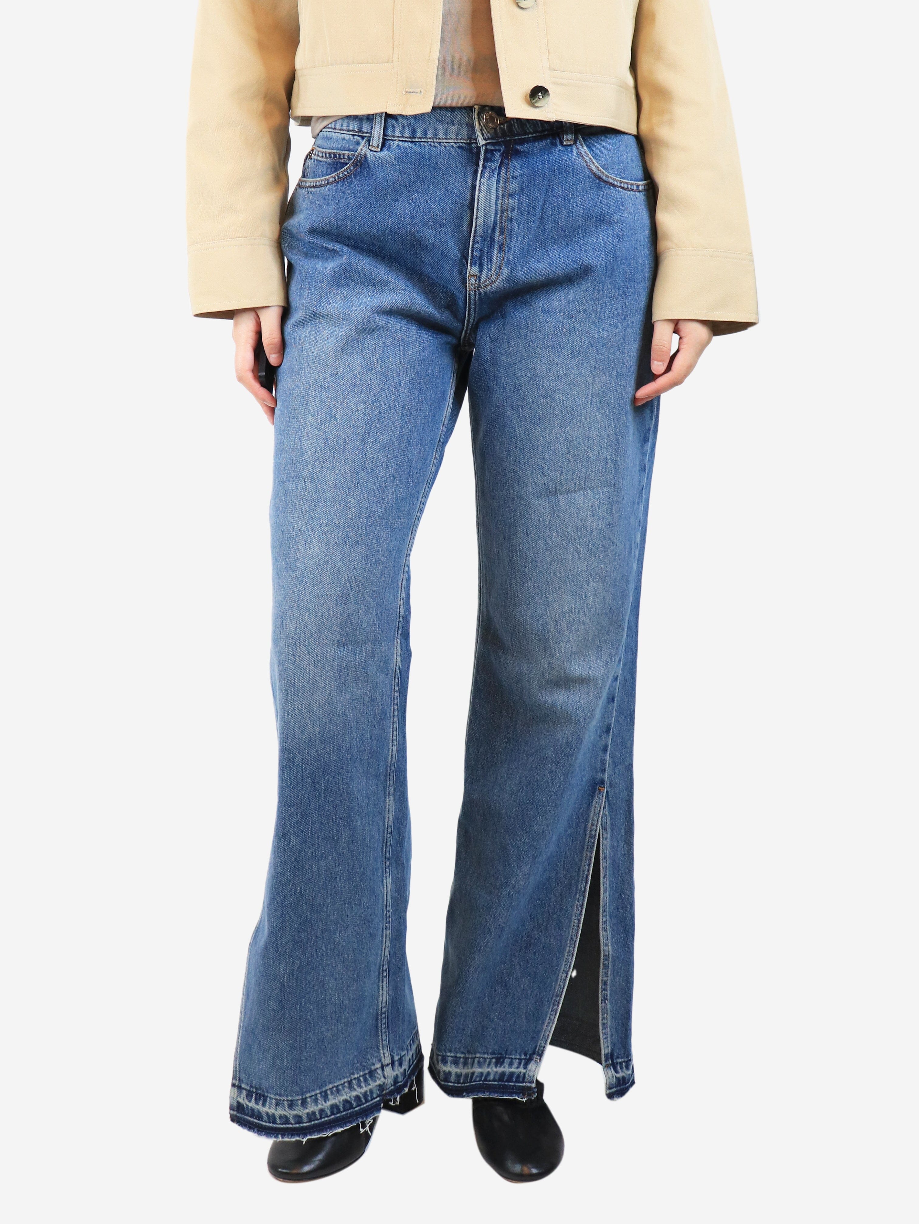 Blue split-hem relaxed jeans - size UK 10