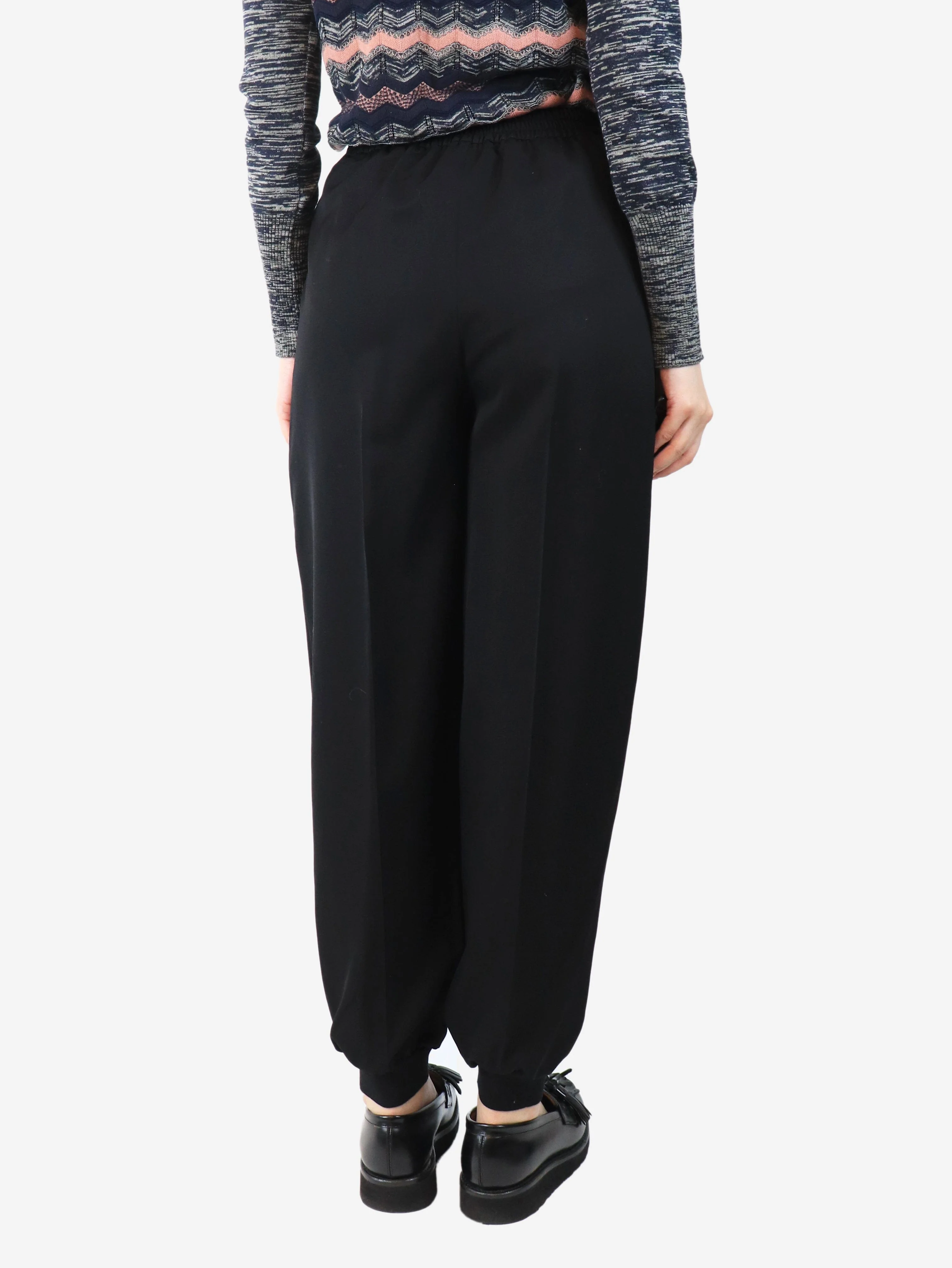 Black cuffed wool trousers - size UK 8 - Image 3