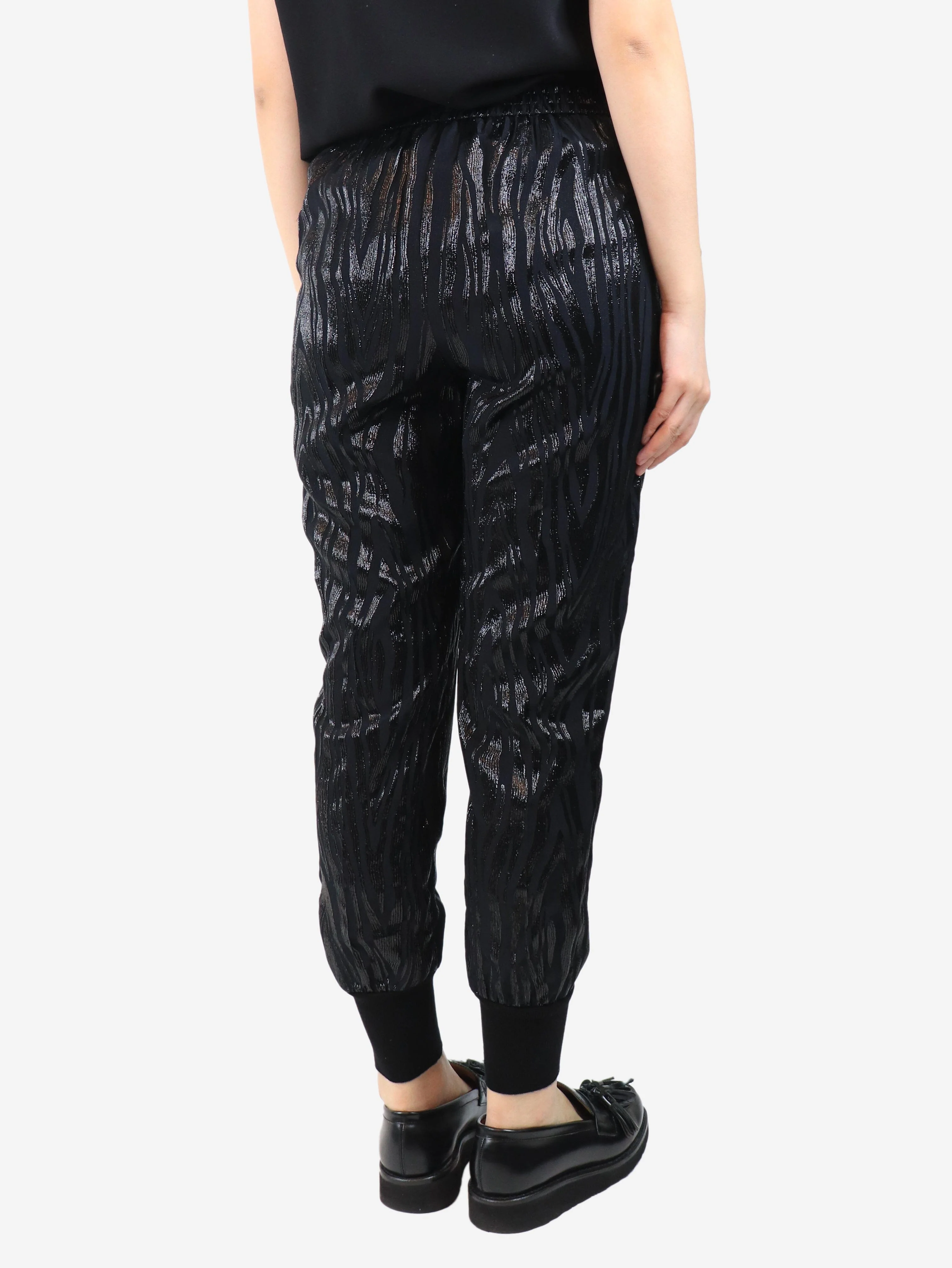 Black zebra pattern trousers - size UK 8 - Image 3