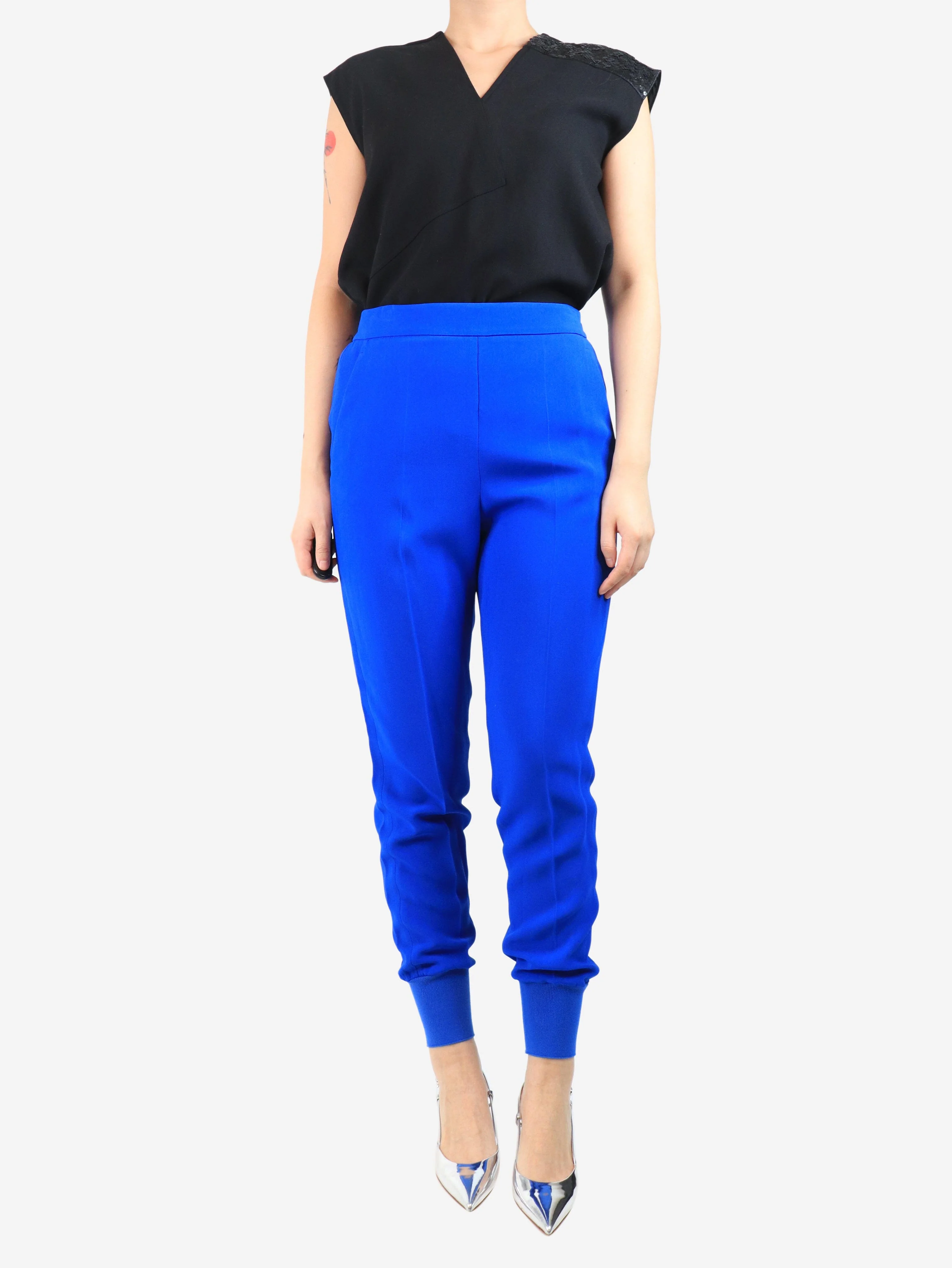 Blue cuffed trousers - size UK 8 - Image 2