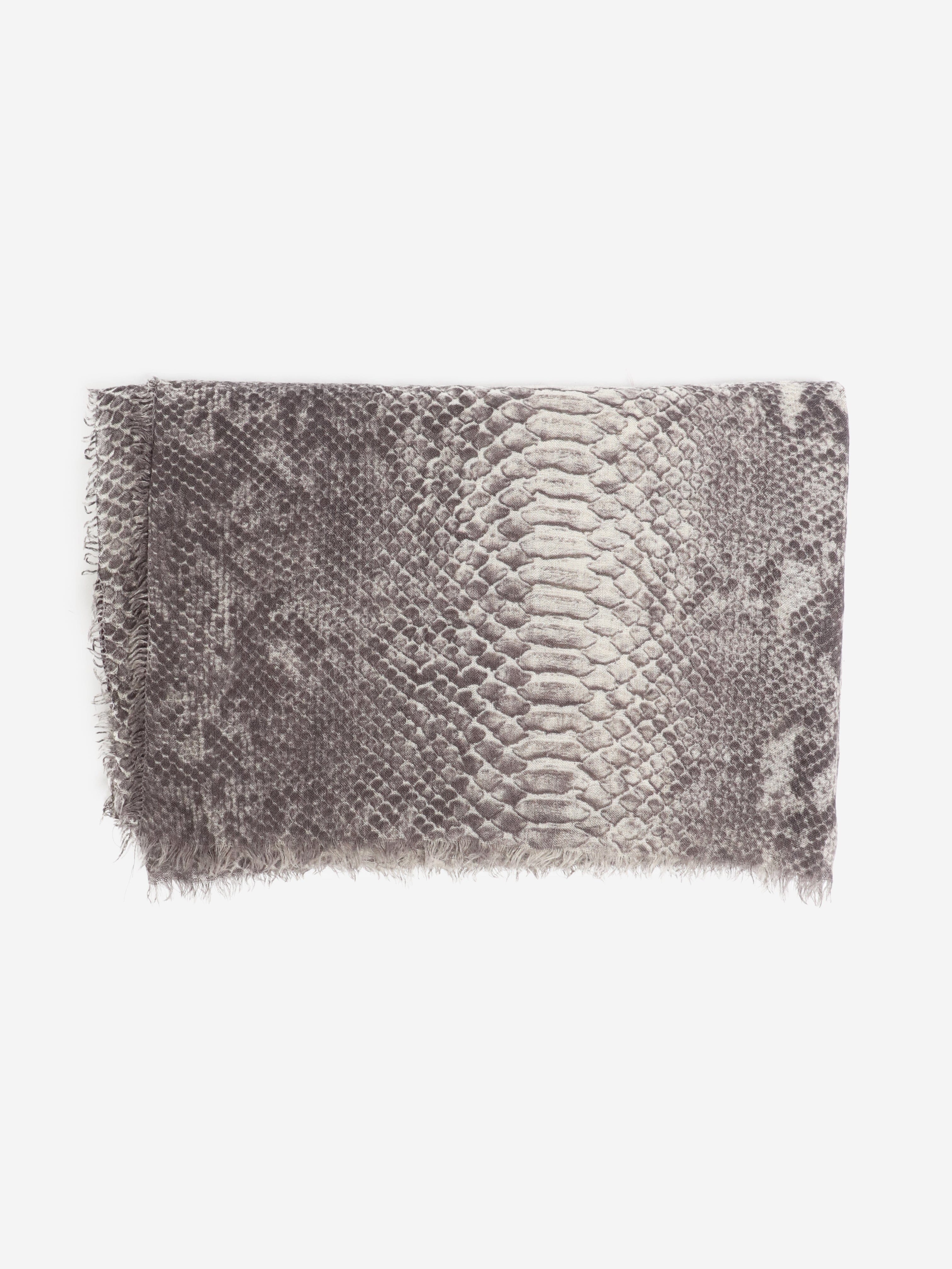 Grey large snake-print scarf