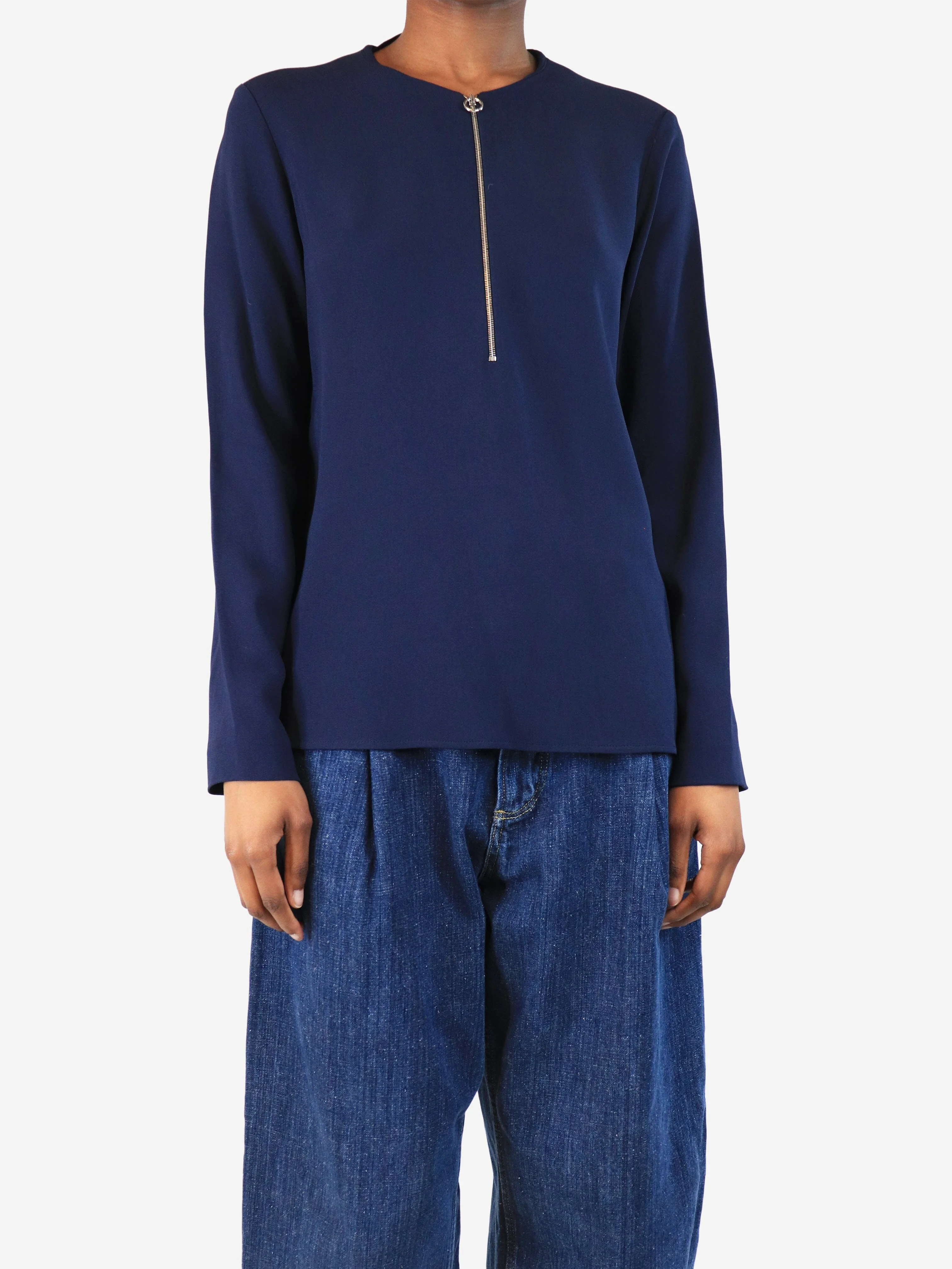 Stella McCartney Navy blue half-zip top - size UK 4
