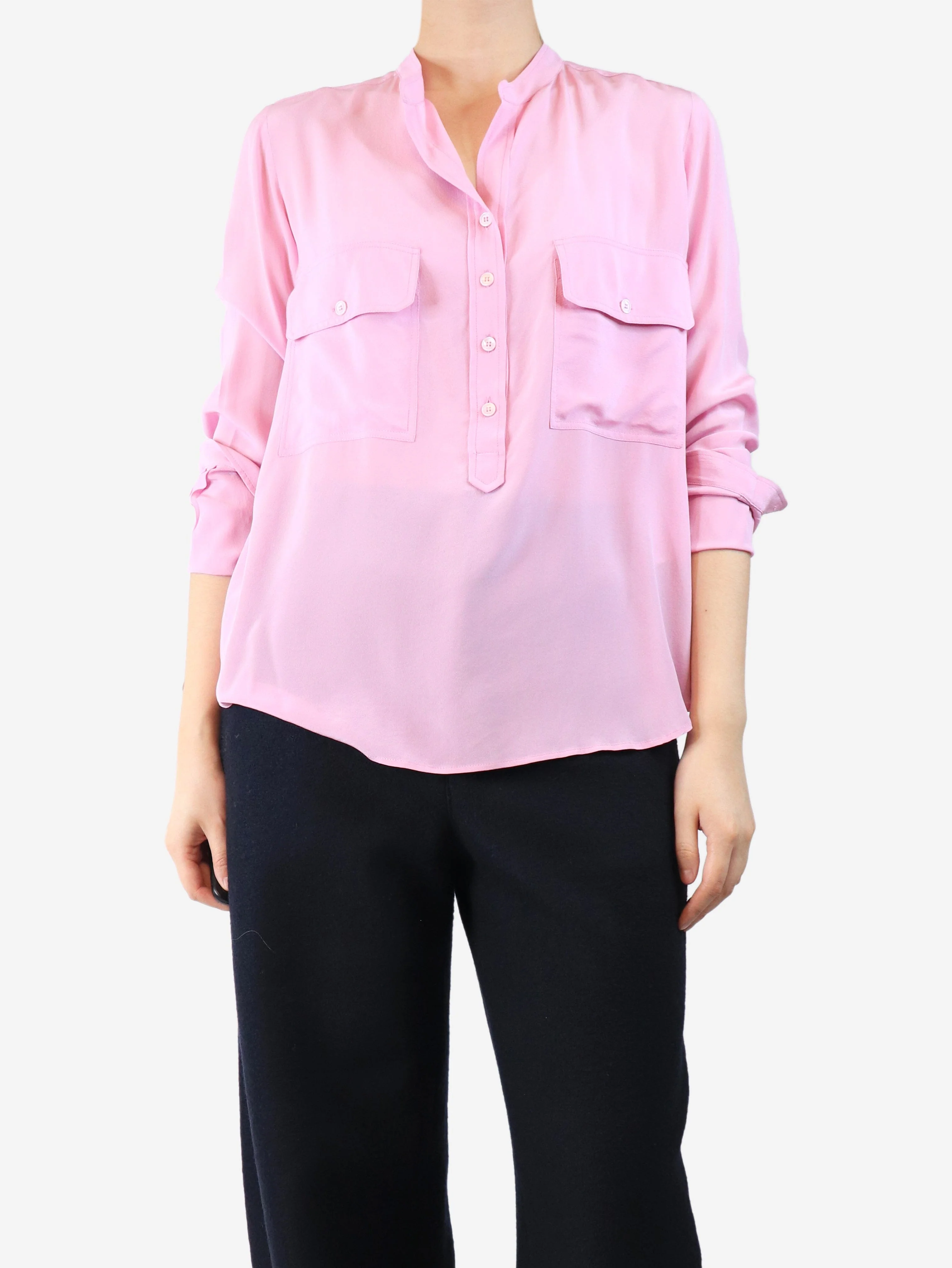 Pink silk blouse - size UK 8