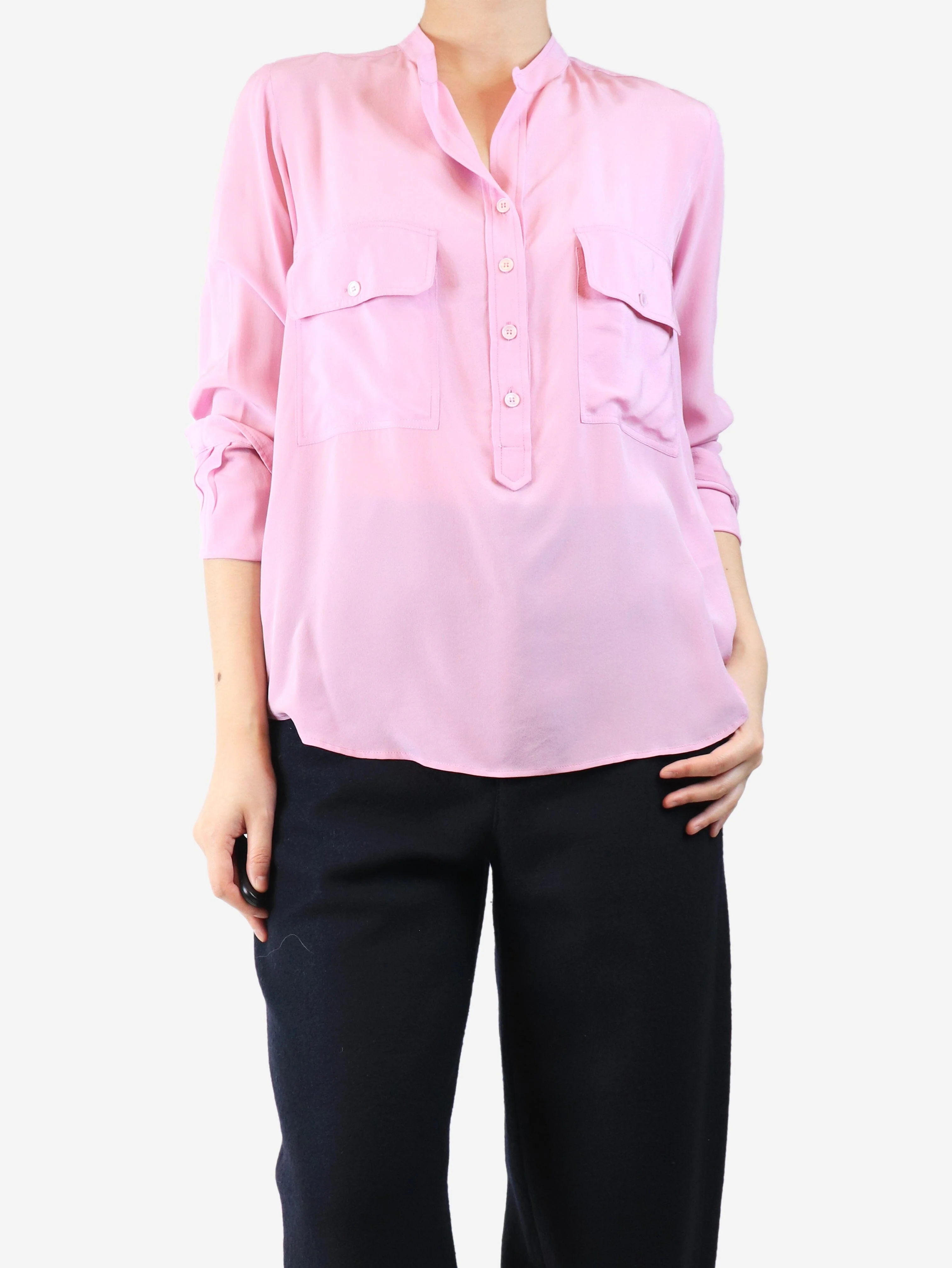 Pink silk blouse - size UK 8 - Image 3