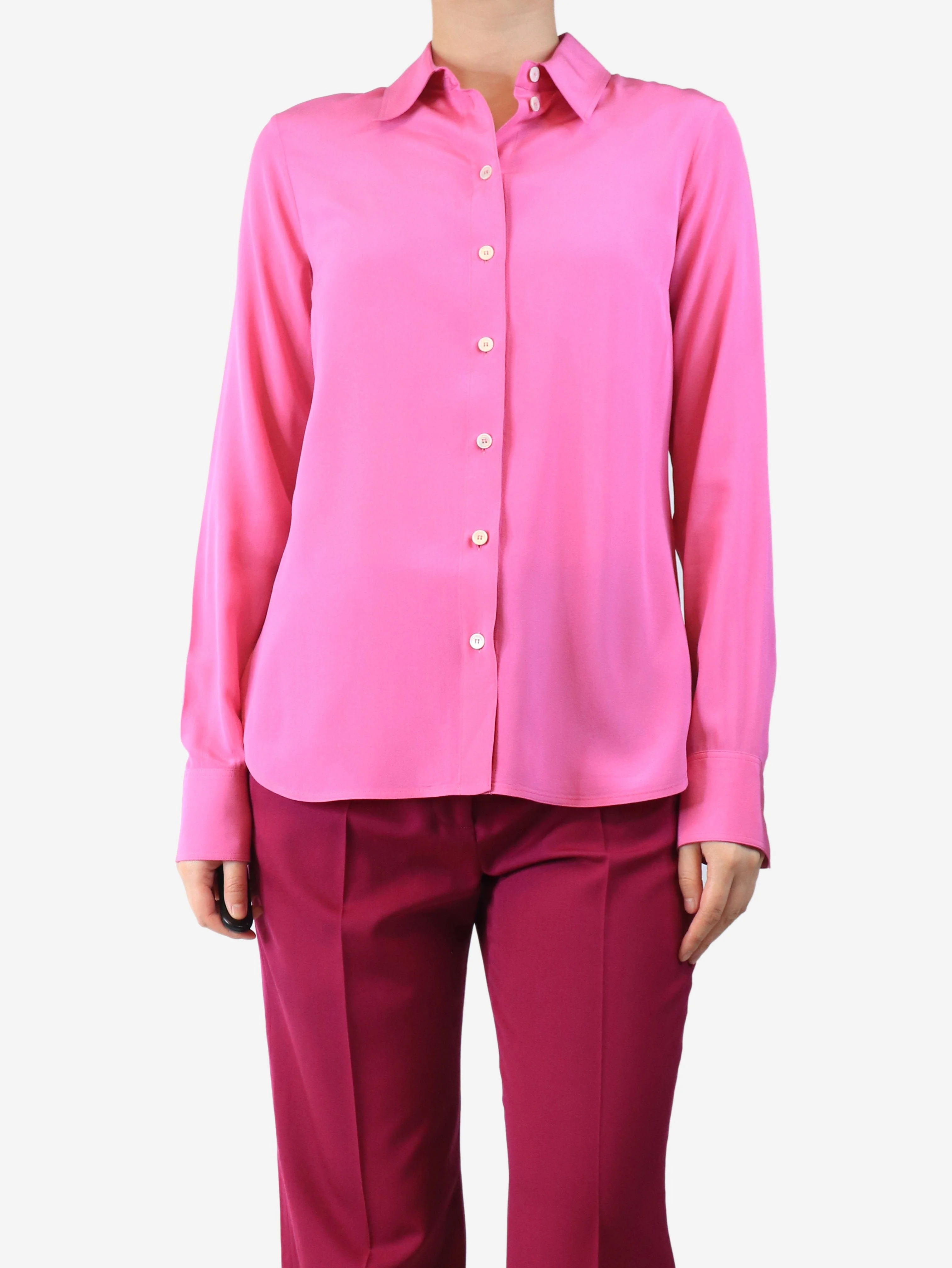 Pink silk crepe shirt - size UK 8
