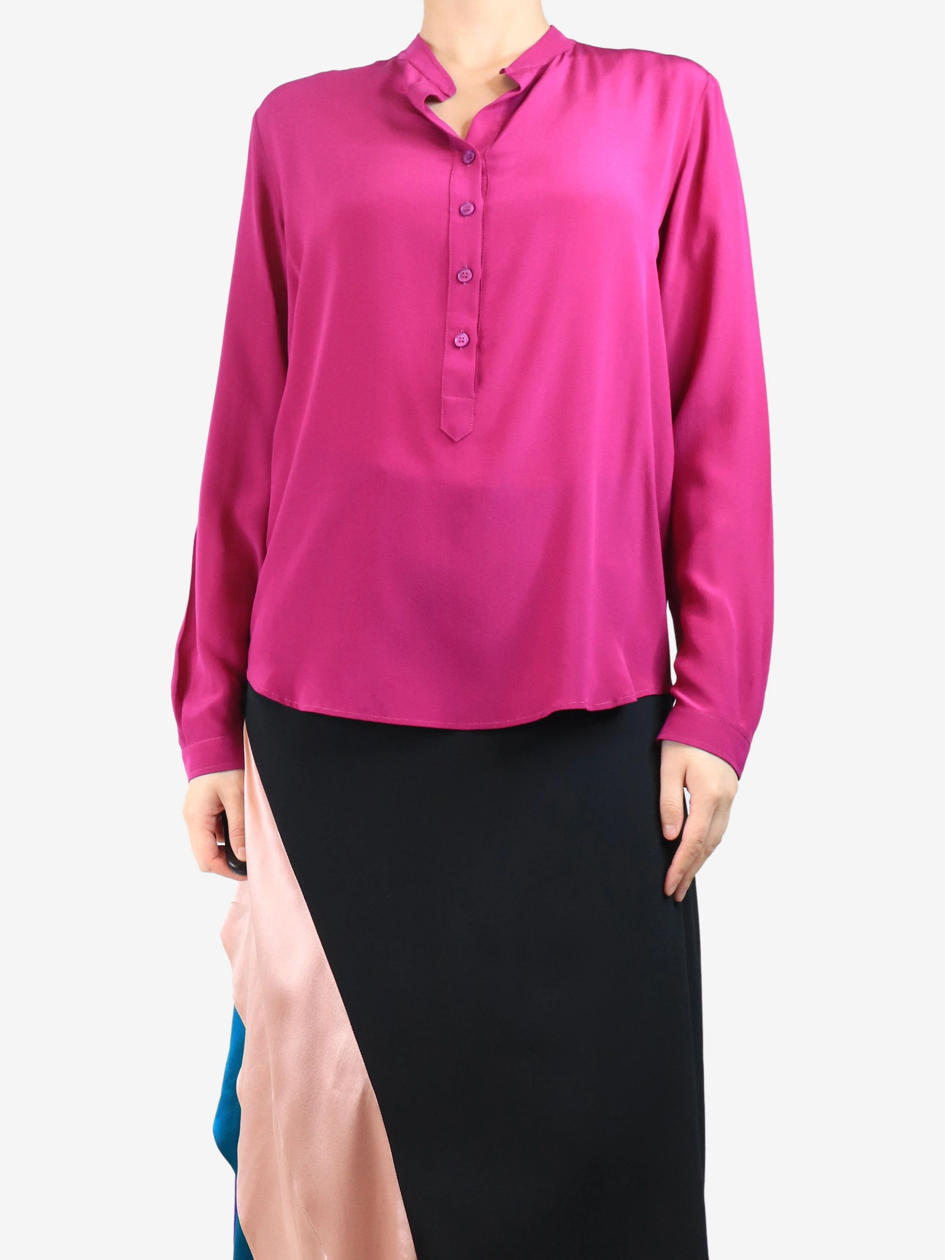 Purple silk blouse - size UK 8