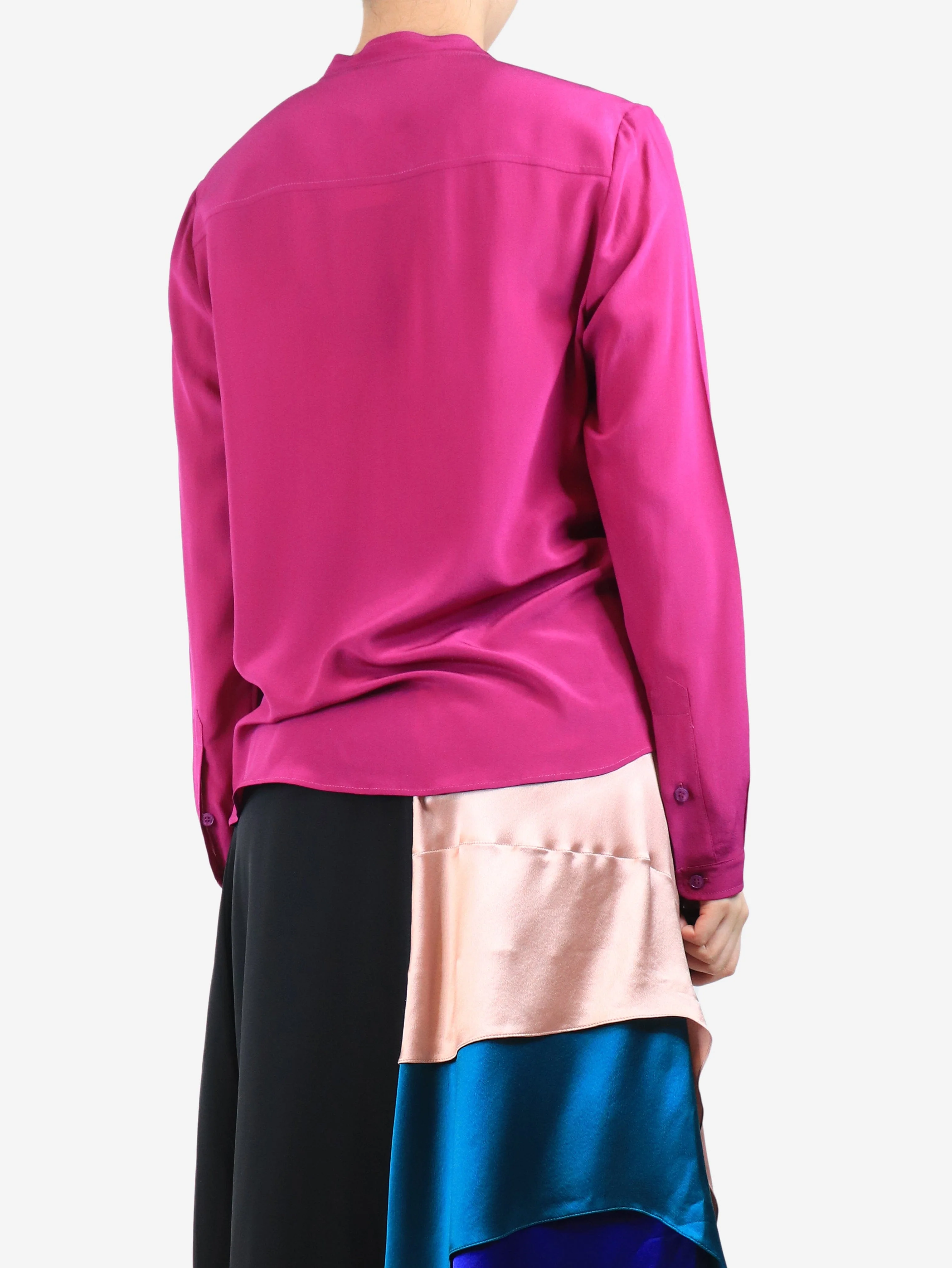 Purple silk blouse - size UK 8 - Image 2