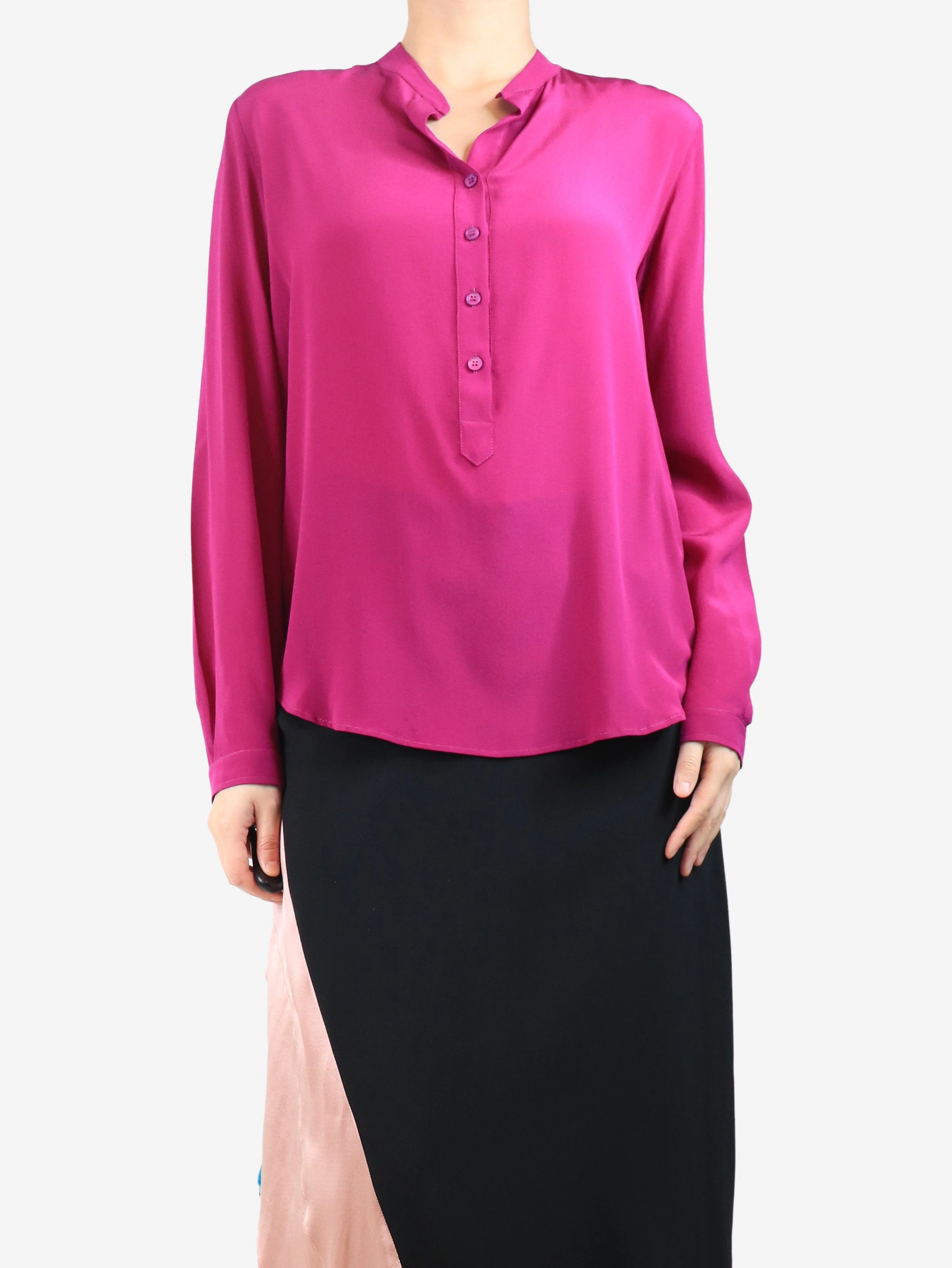 Purple silk blouse - size UK 8 - Image 3