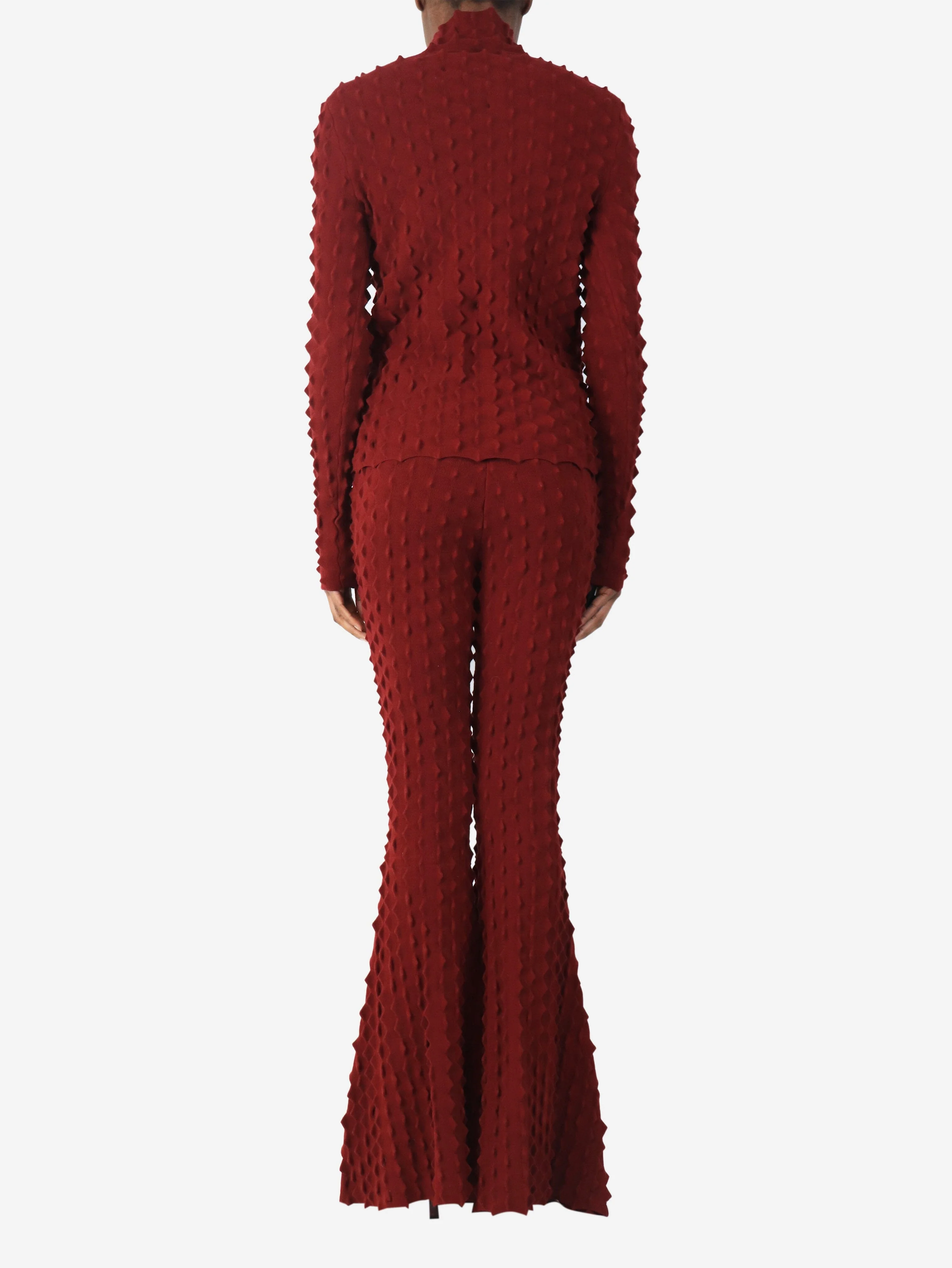 Red spikey textured knit top and trouser set - size UK 8 - Image 2