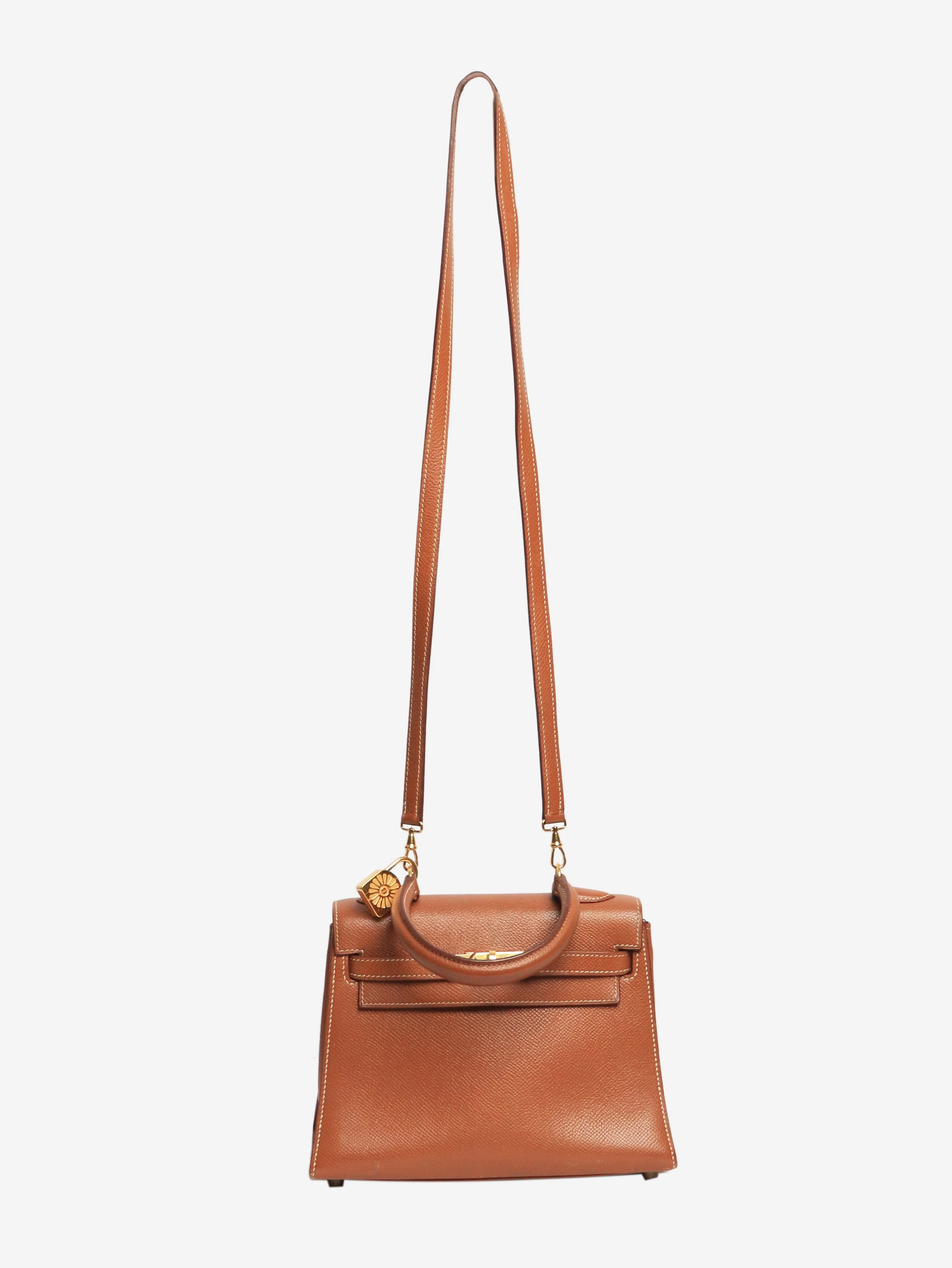 Gold vintage 1992 mini Kelly 20 bag in Clemence leather - Image 3