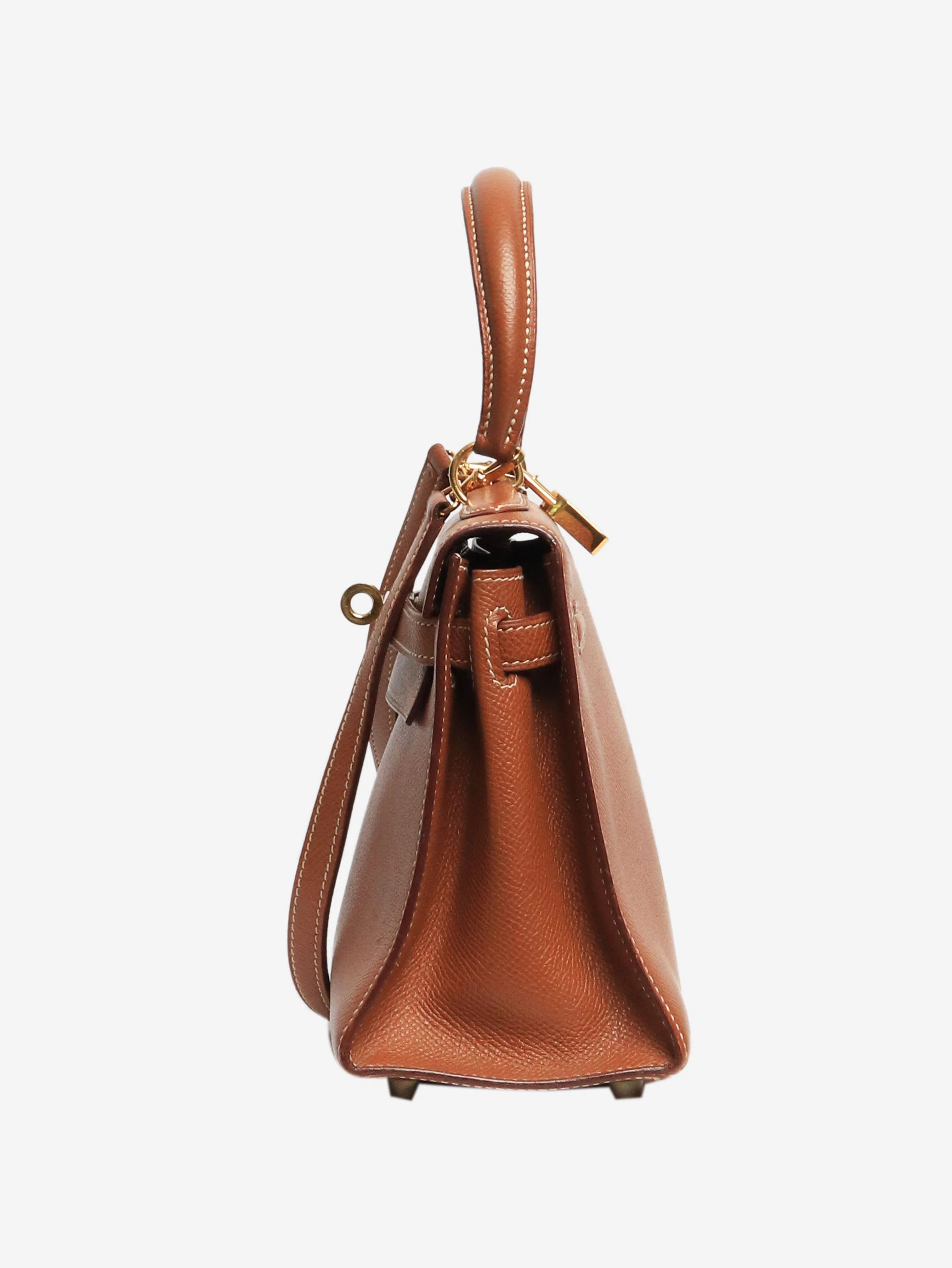 Gold vintage 1992 mini Kelly 20 bag in Clemence leather - Image 4