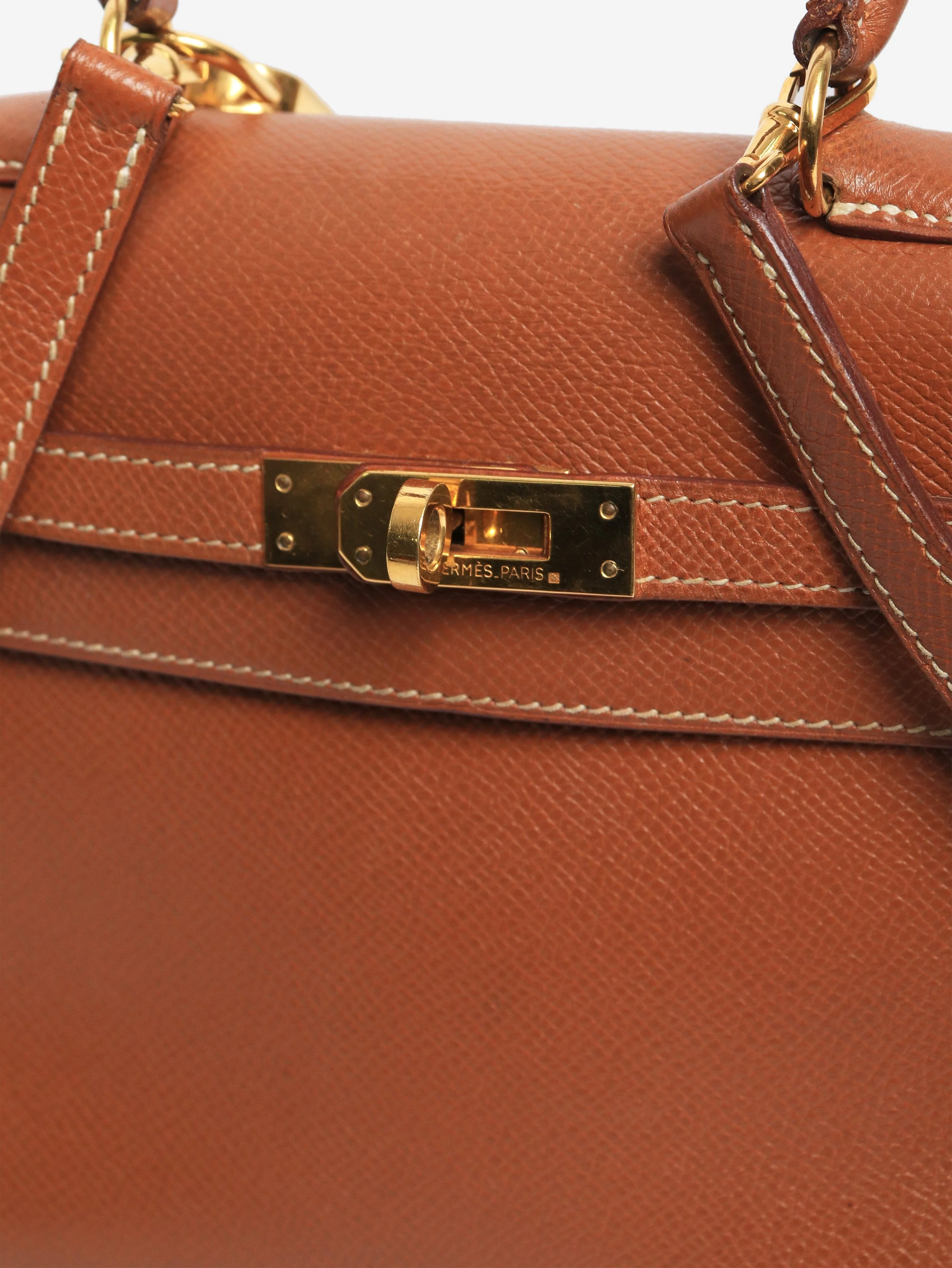 Gold vintage 1992 mini Kelly 20 bag in Clemence leather - Image 7