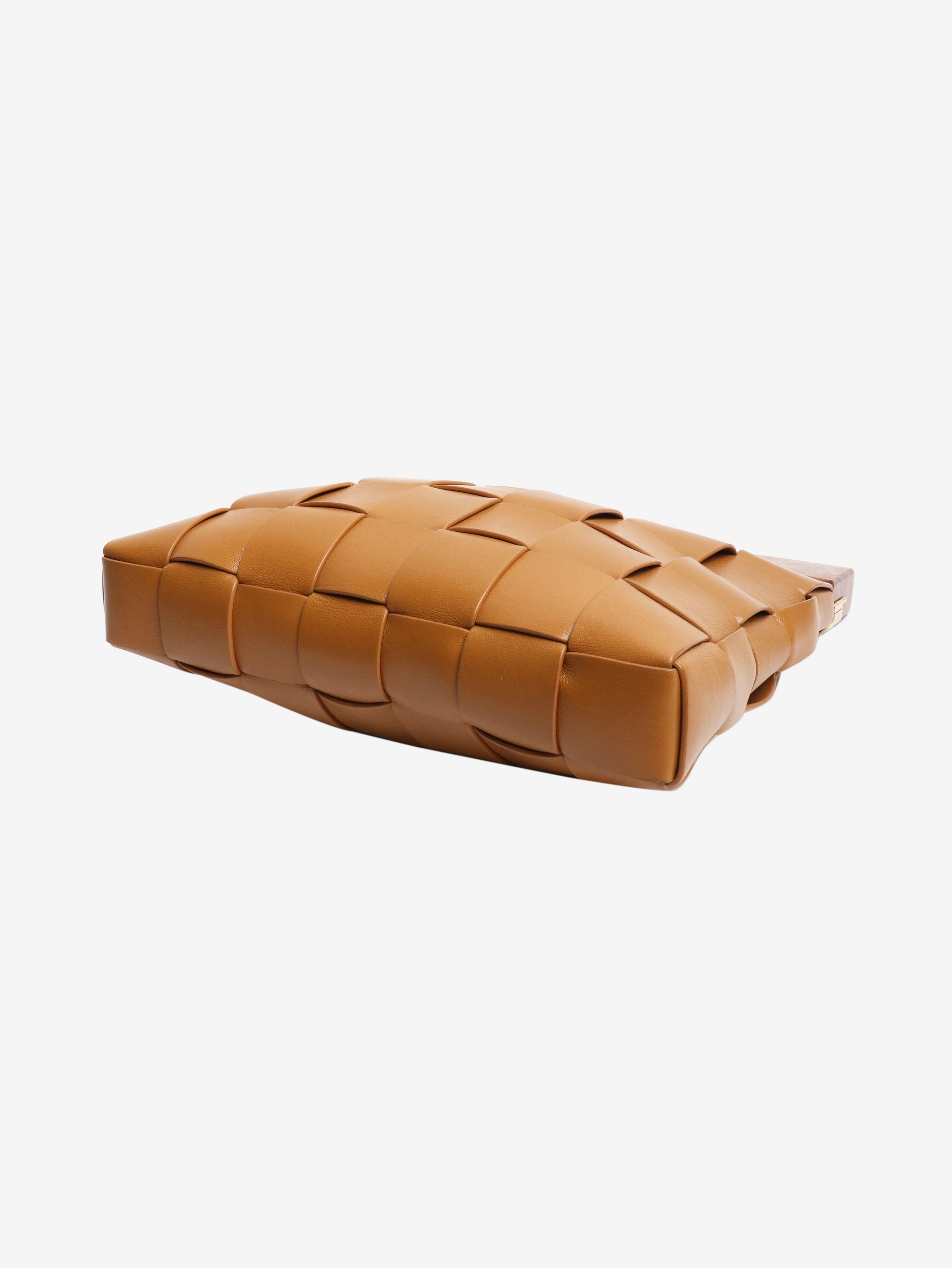 Tan woven leather clutch bag - Image 3