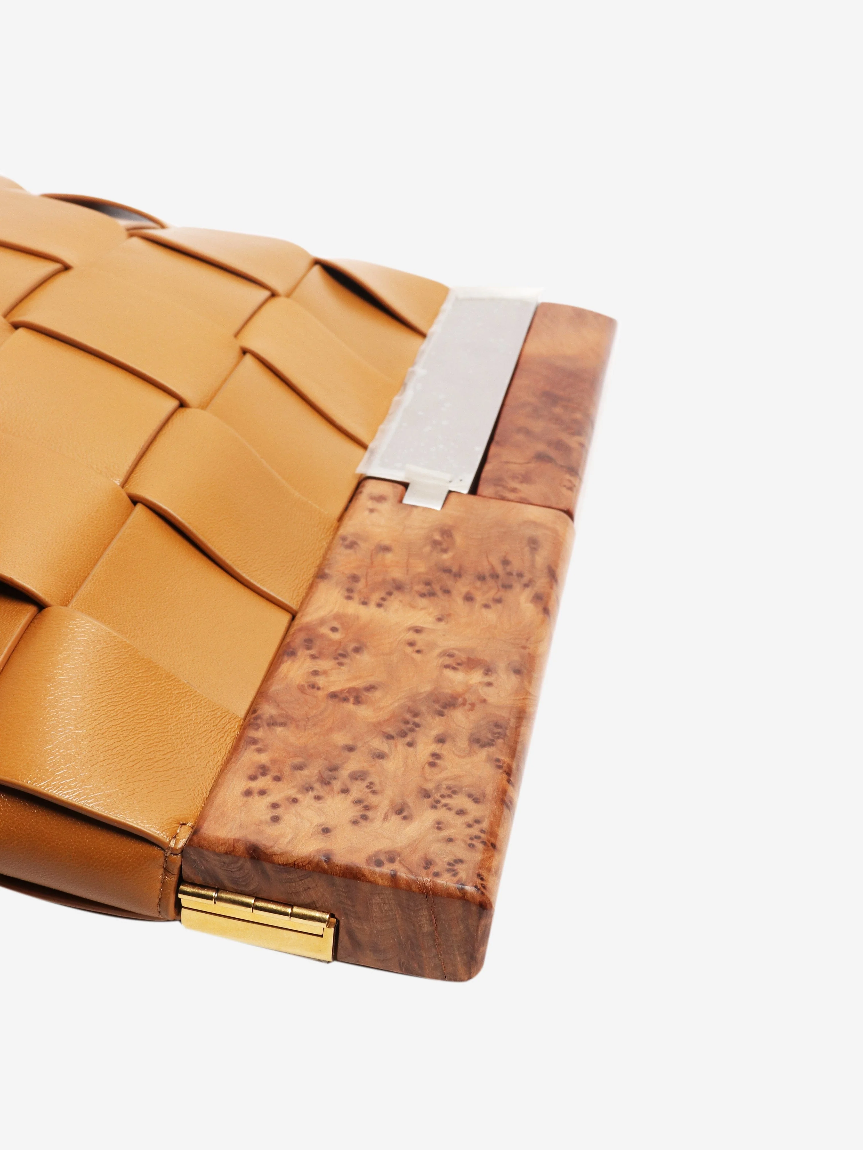 Tan woven leather clutch bag - Image 4