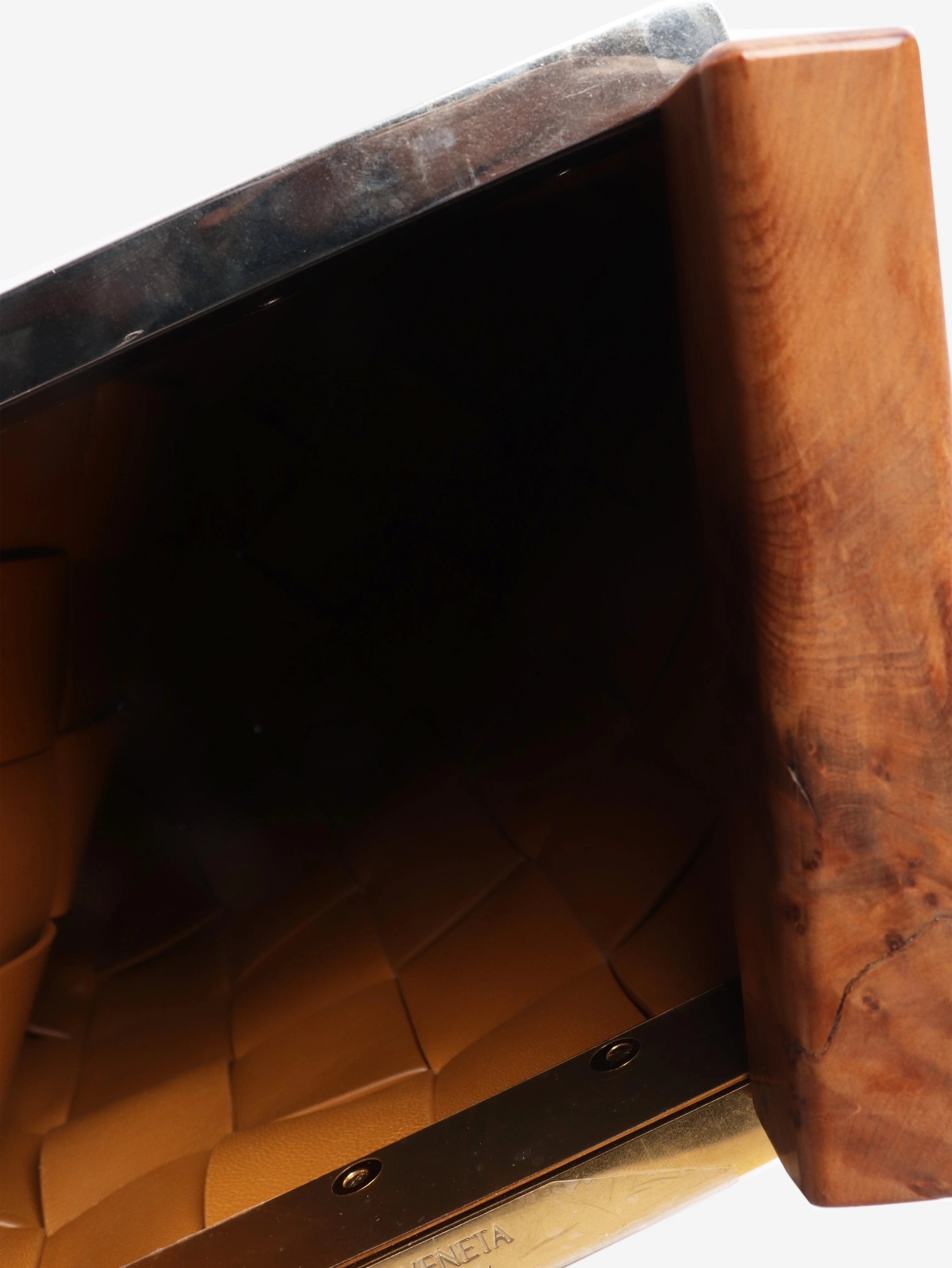 Tan woven leather clutch bag - Image 5