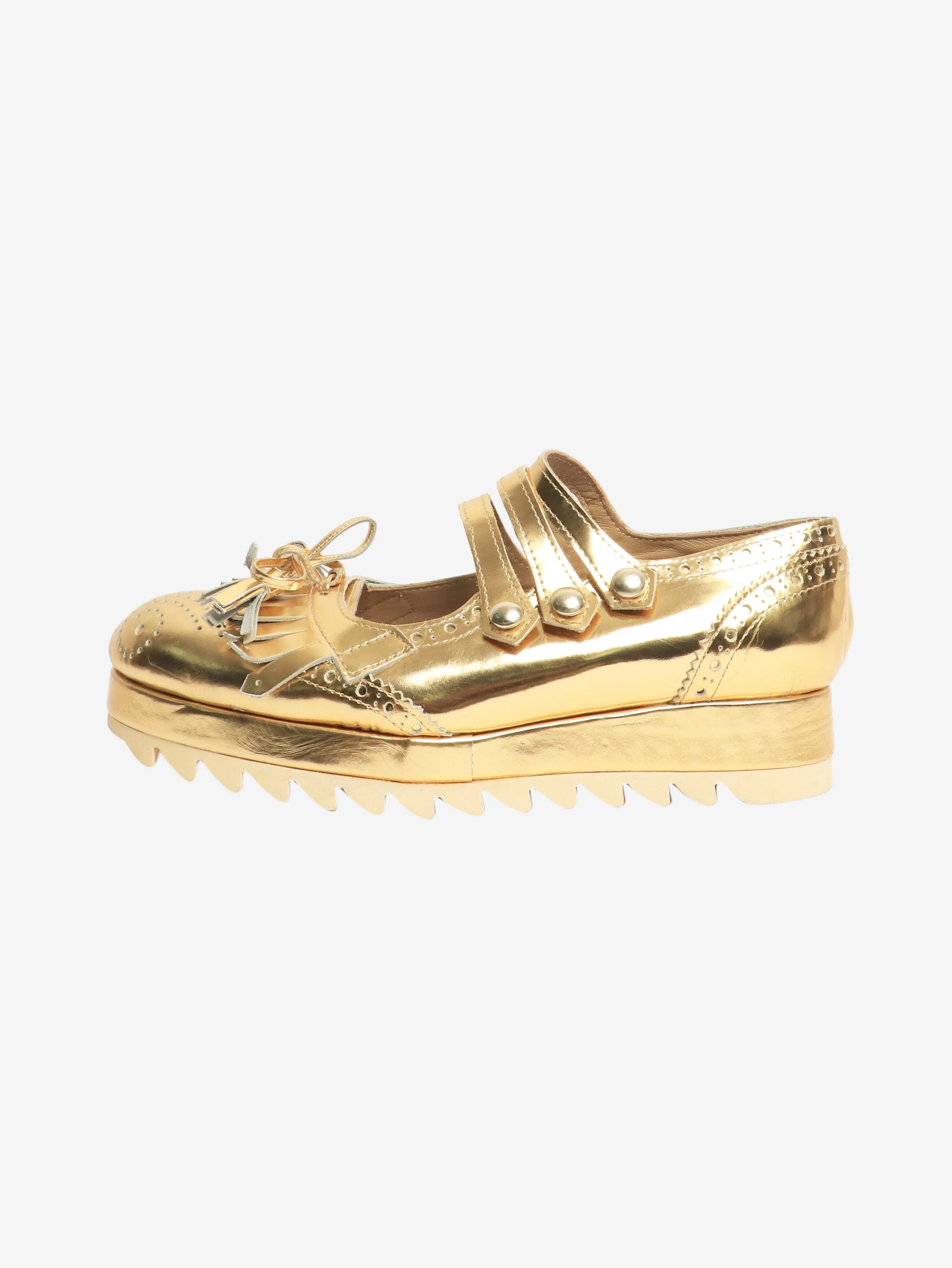 Gold fringed platform shoes - size EU 40