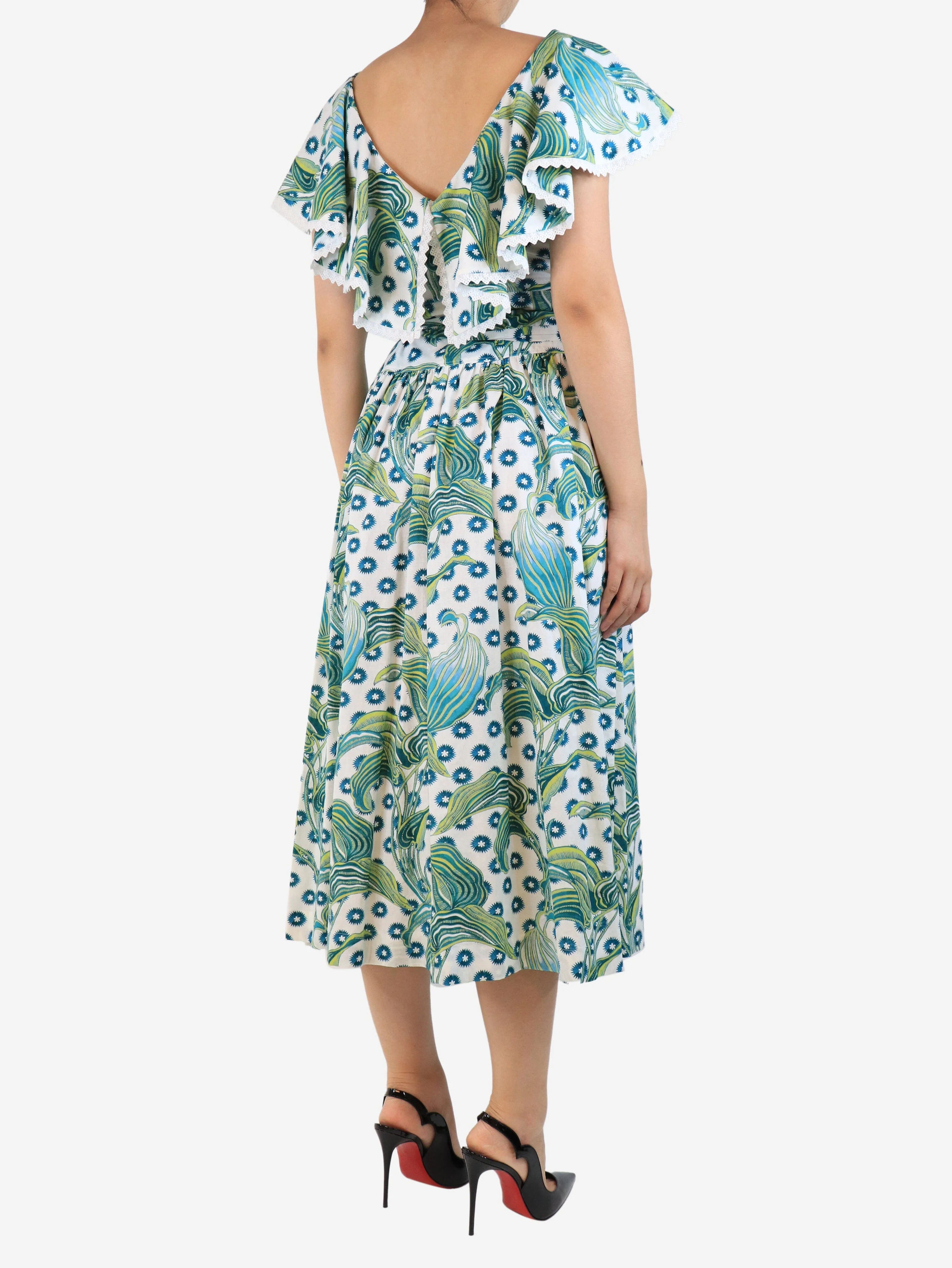 Green and white Florrie wrap dress - size UK 8 - Image 2