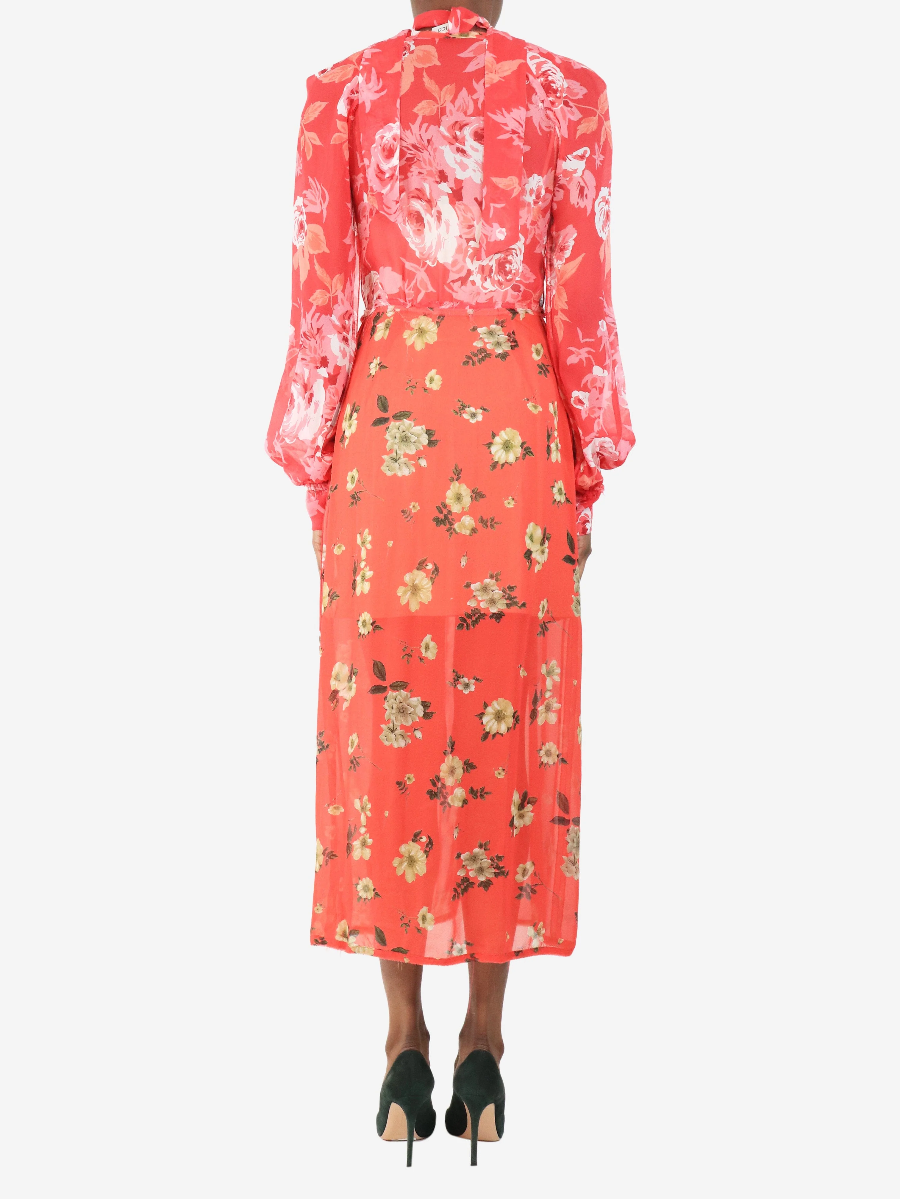 Red Beatriz floral midi dress - size XS - Image 2