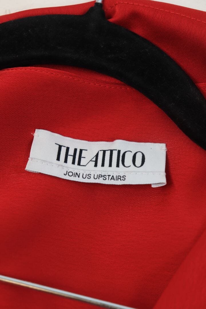 Red draped sateen blouse - size UK 8 - Image 4
