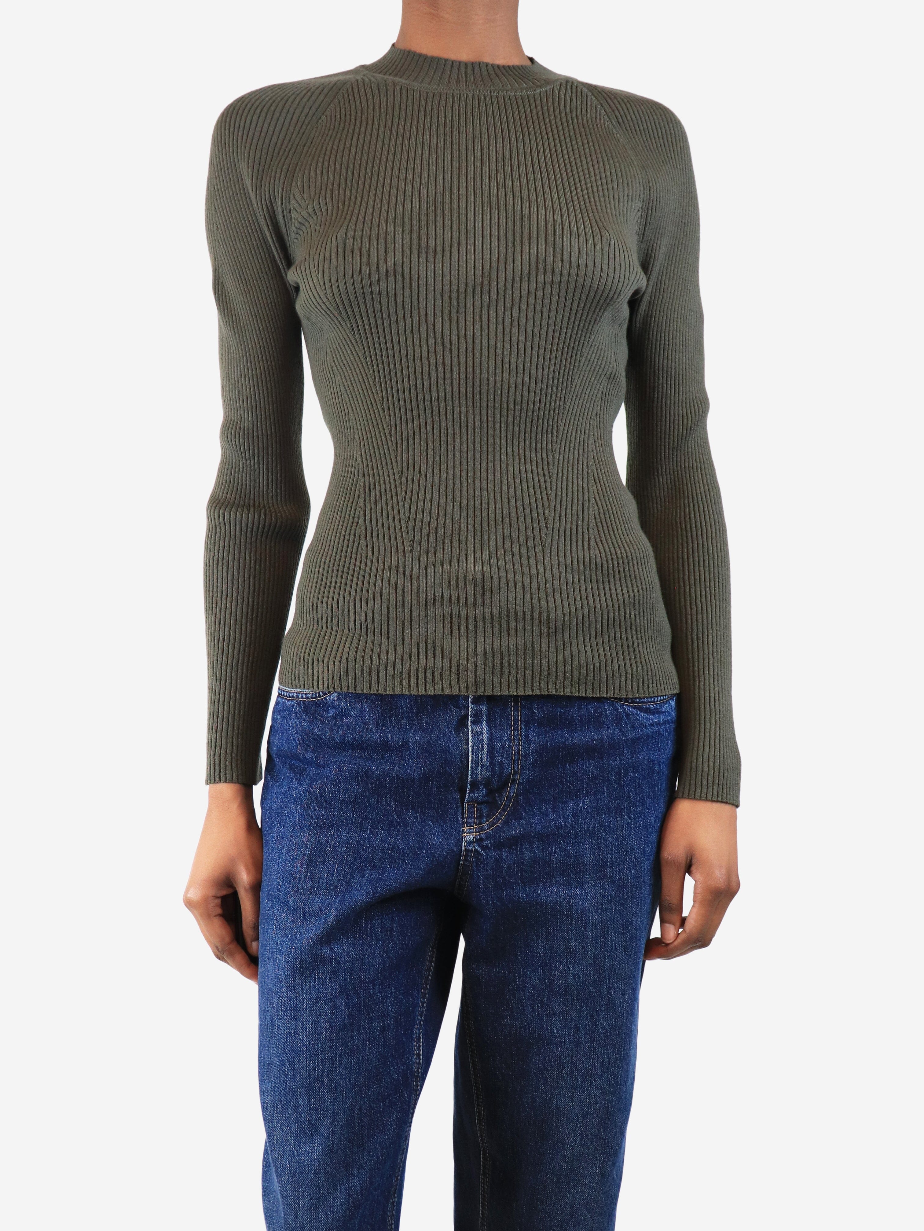 Green wool roll-neck jumper - size XS