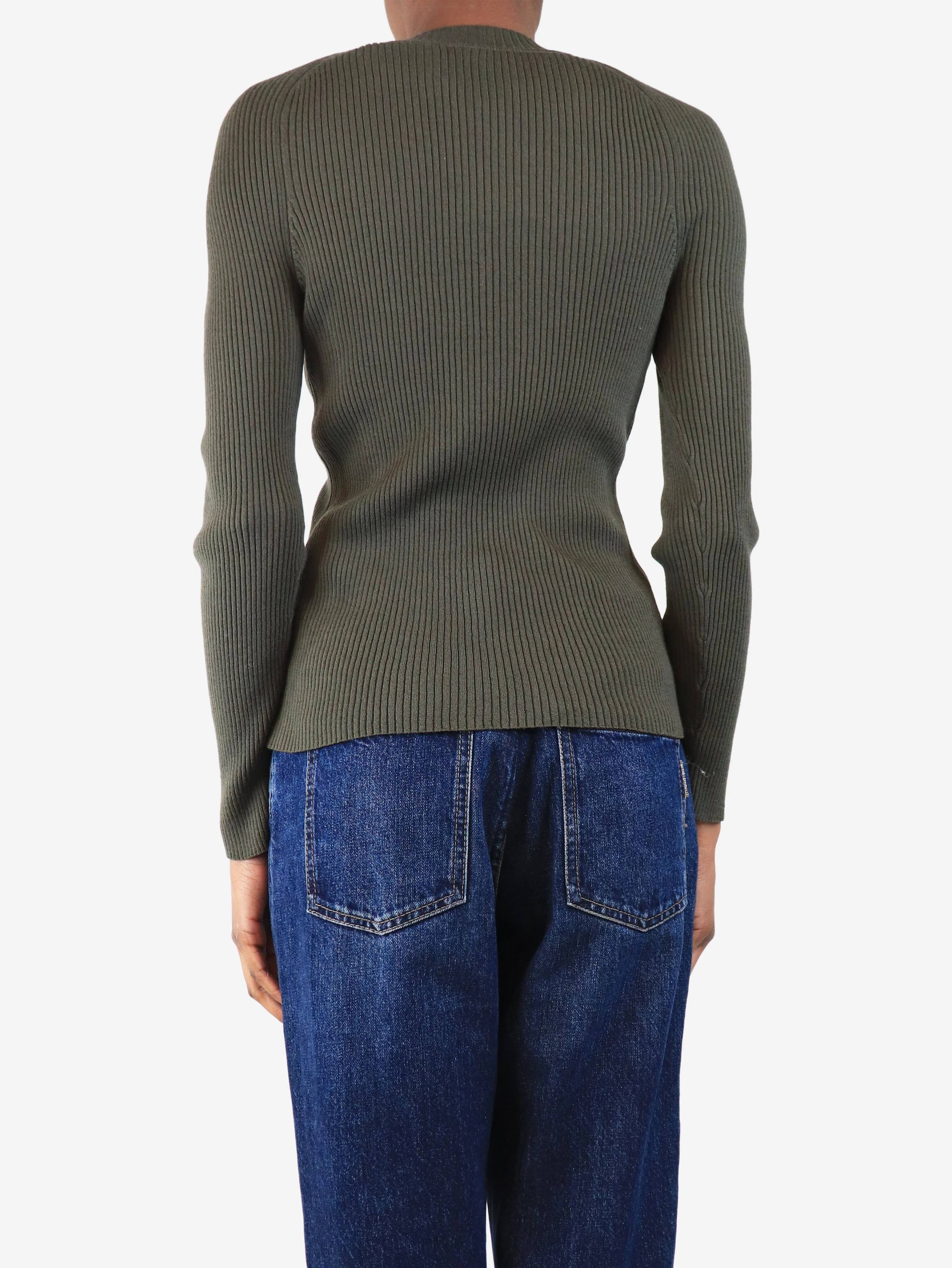 Green wool roll-neck jumper - size XS - Image 2