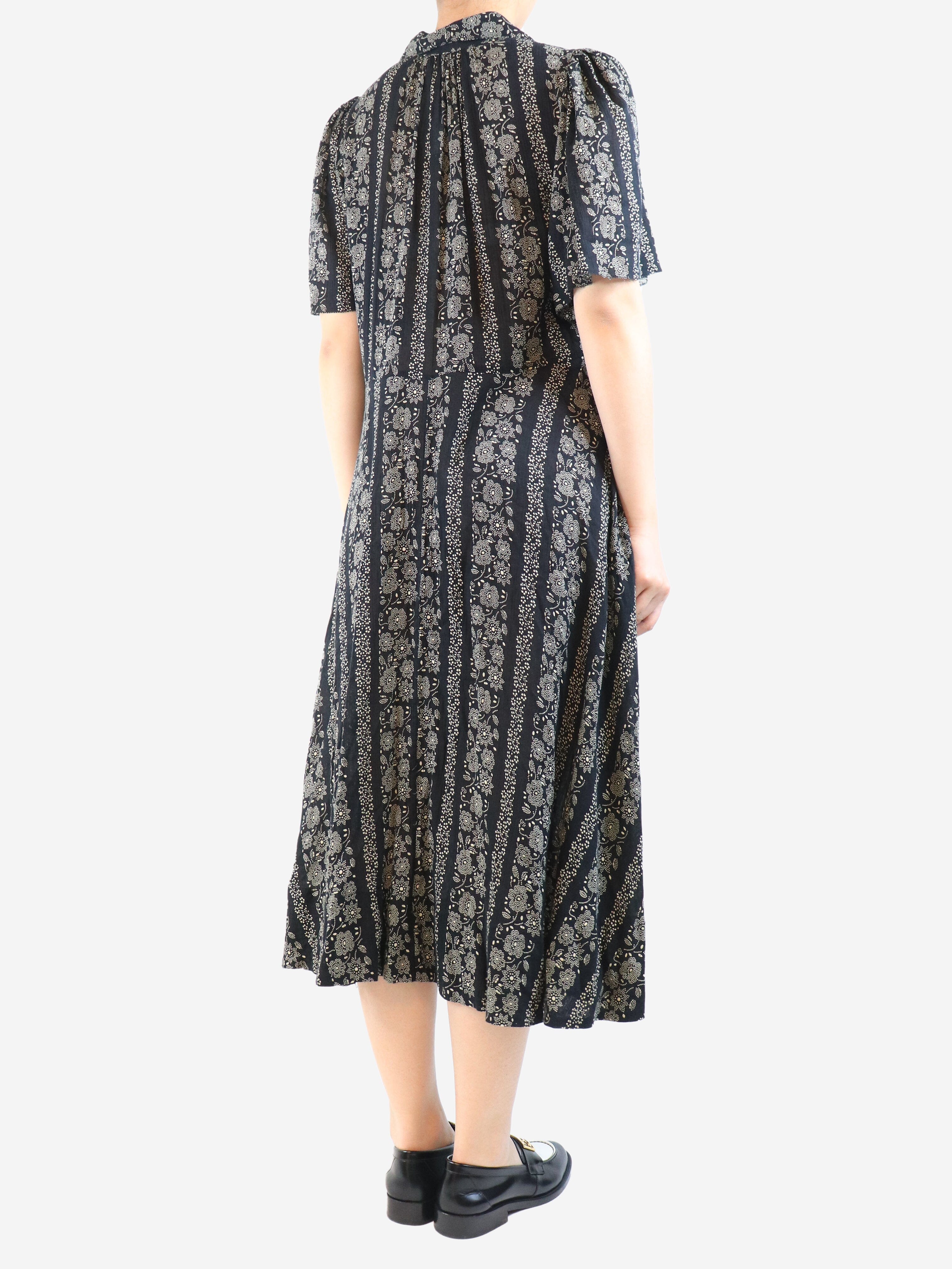 Black cotton printed midi dress - size UK 12 - Image 2
