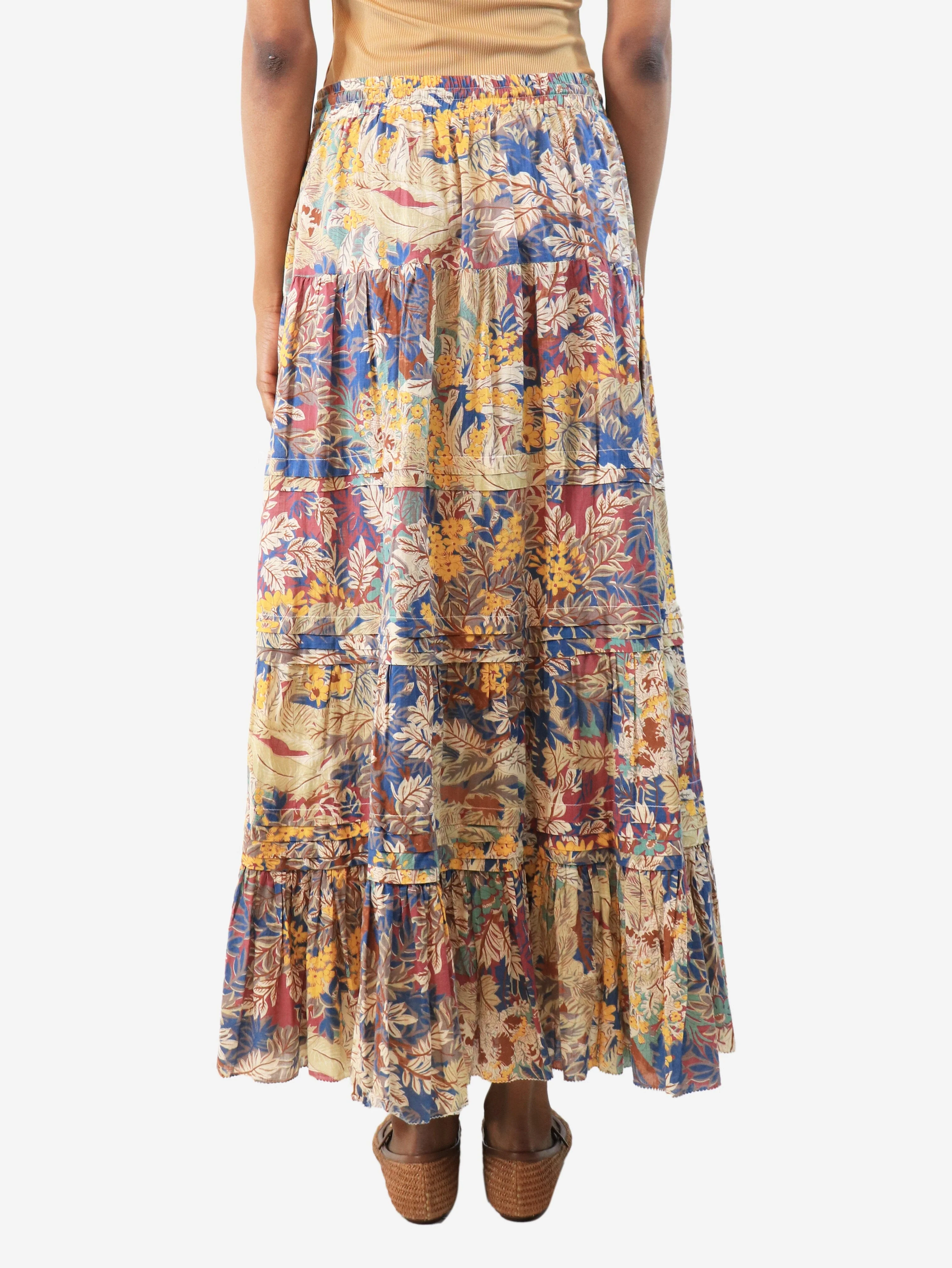Multicolour floral tiered midi skirt - size UK 6 - Image 3