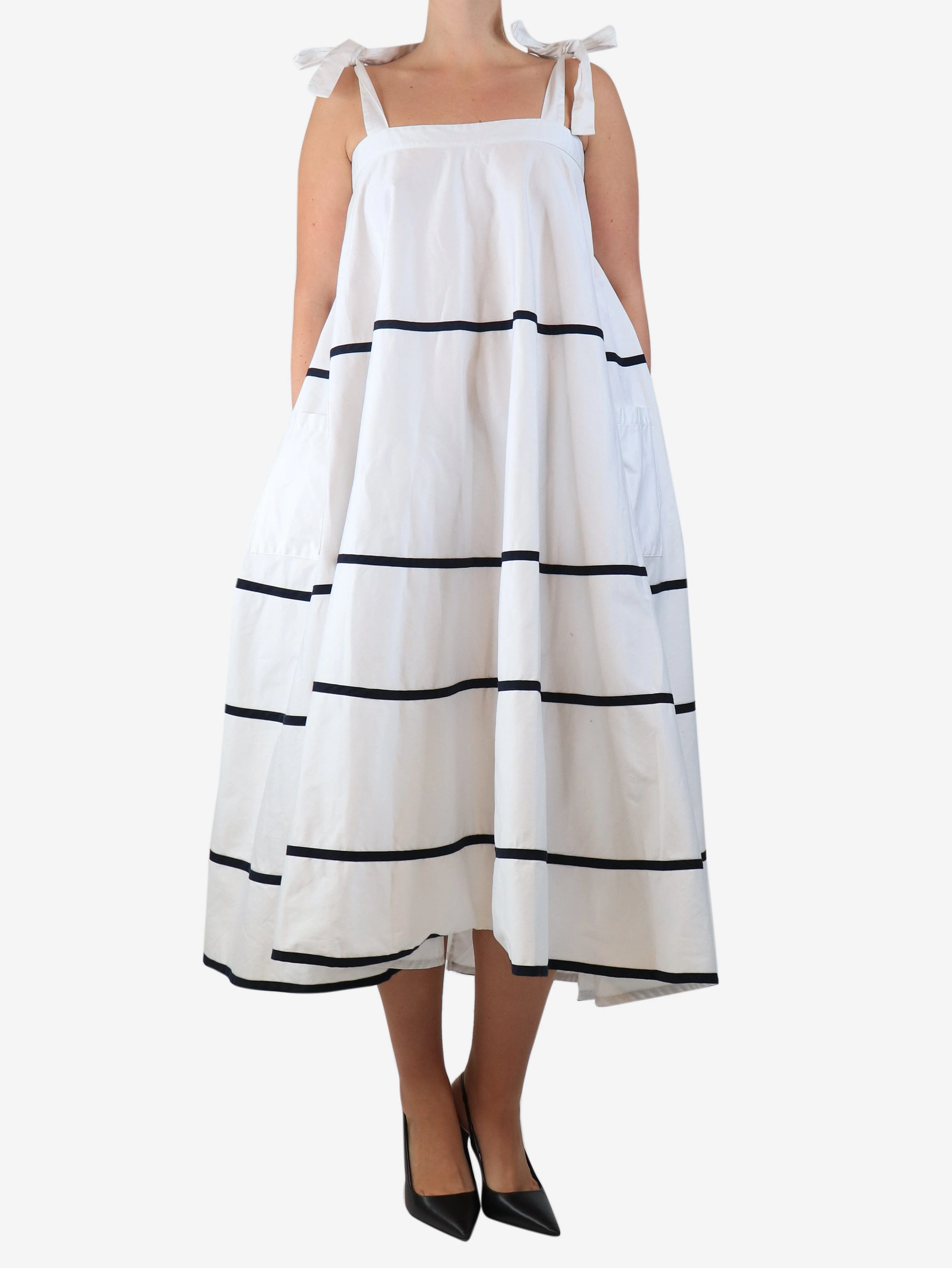White contrast-striped sun dress - size M