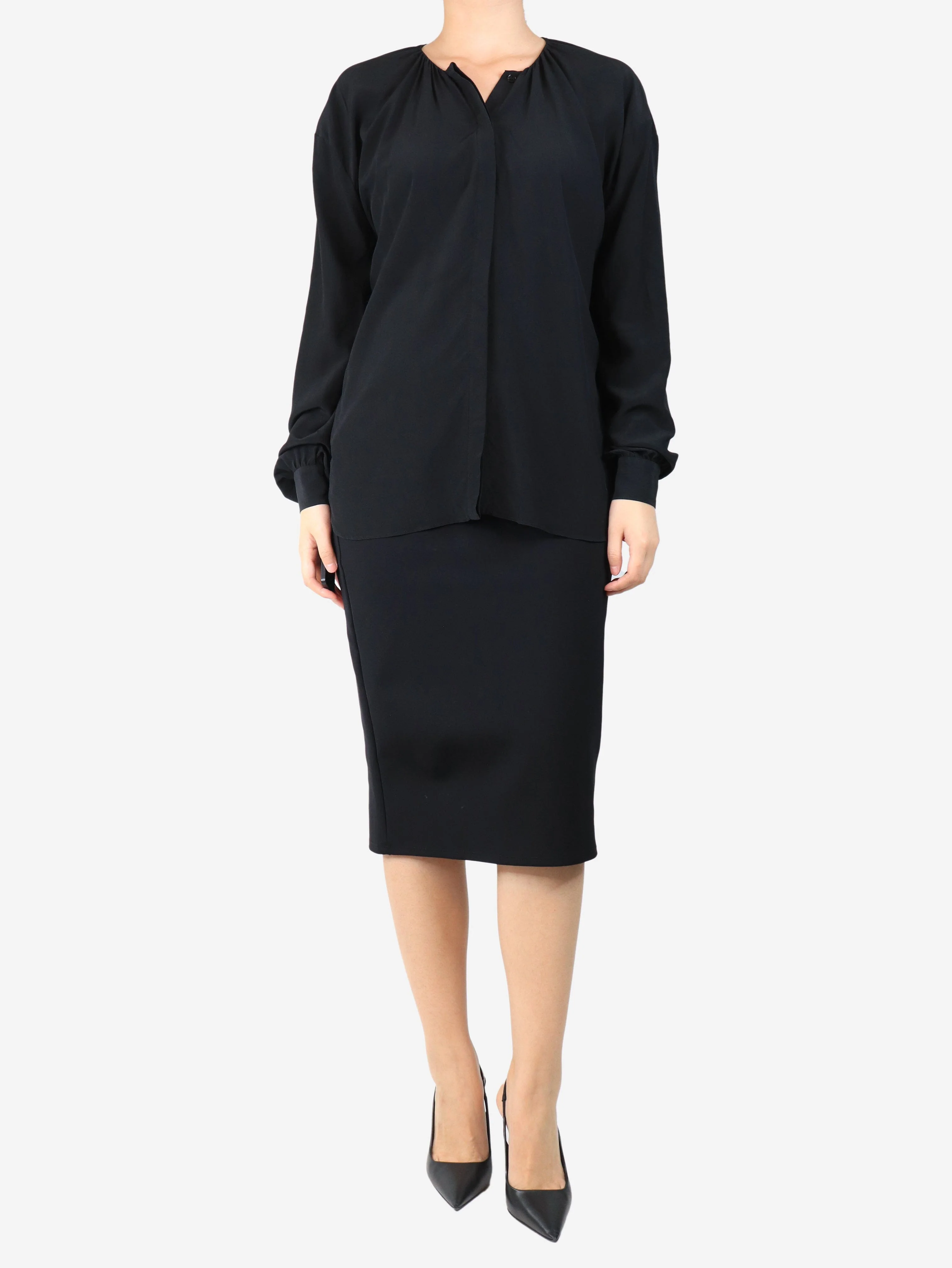 Black stretch midi skirt - size S - Image 2