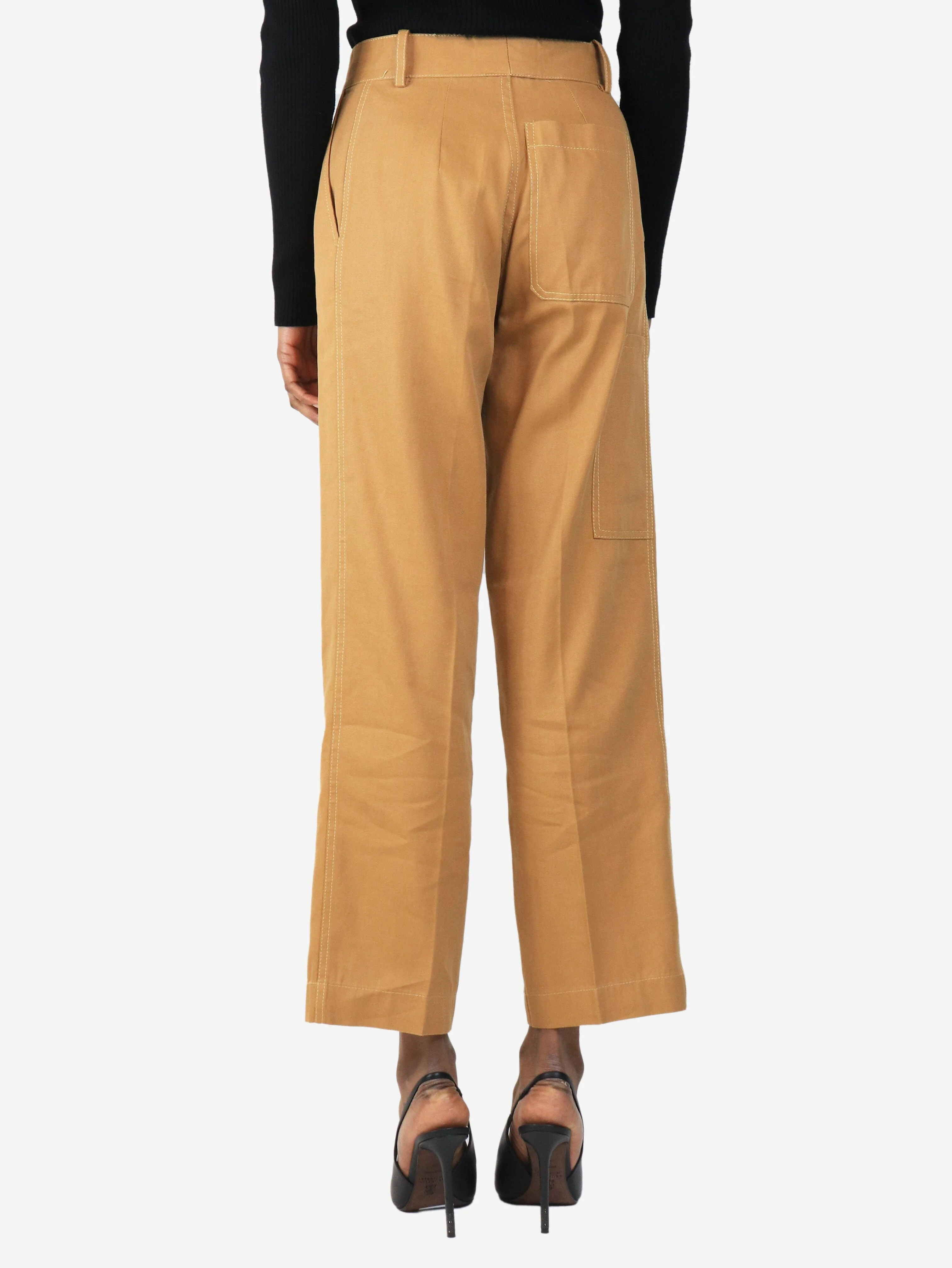 Brown linen-blend trousers - size UK 6 - Image 3