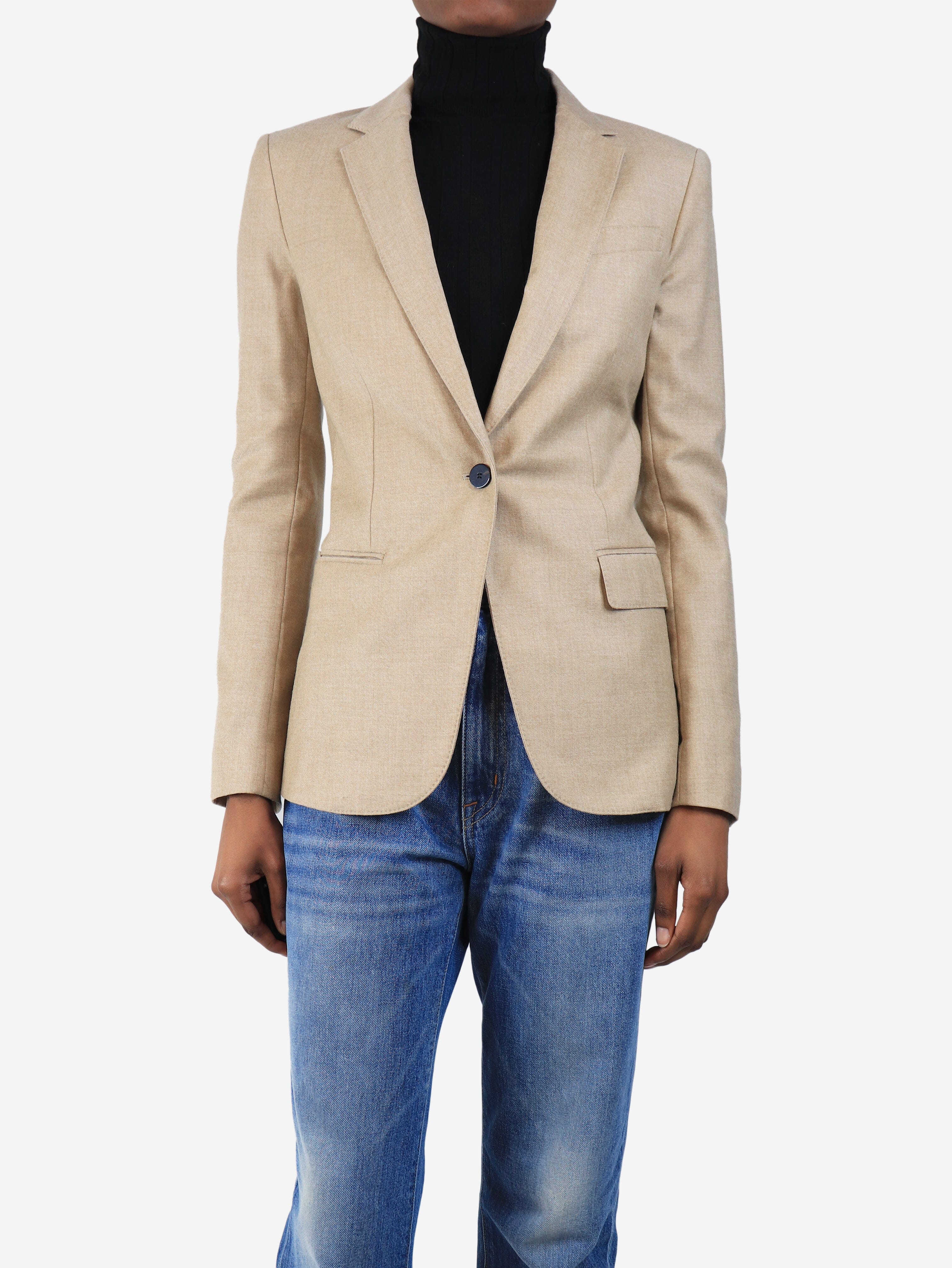 Beige wool blazer - size UK 4