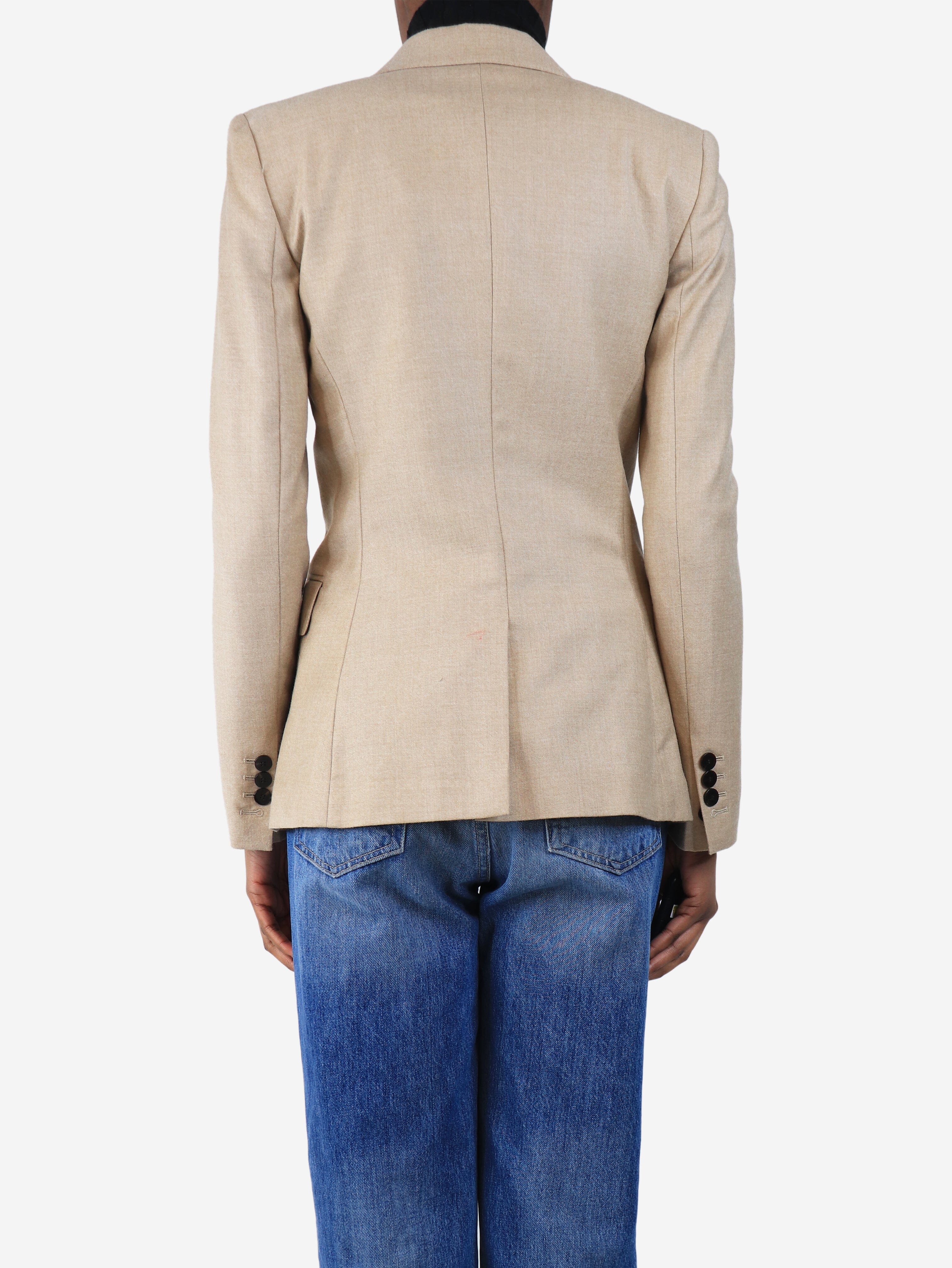 Beige wool blazer - size UK 4 - Image 2